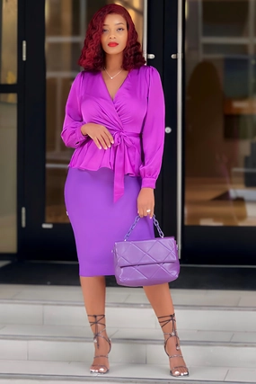 Robin Bandage Knit Pencil Skirt-Purple Clean Cut Low Rise Fit