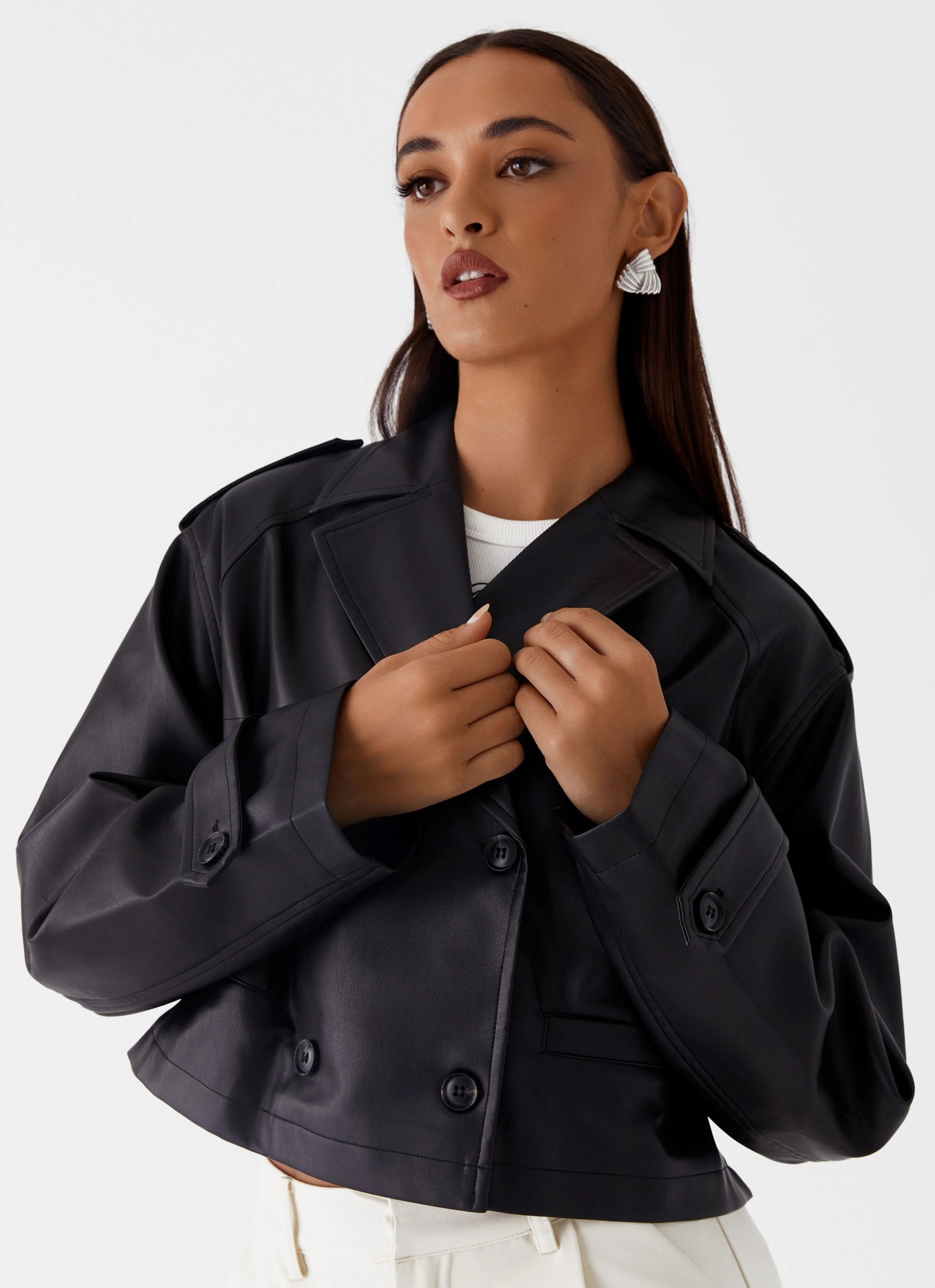 Full Length Zipper Bryson Cropped Jacket - Black