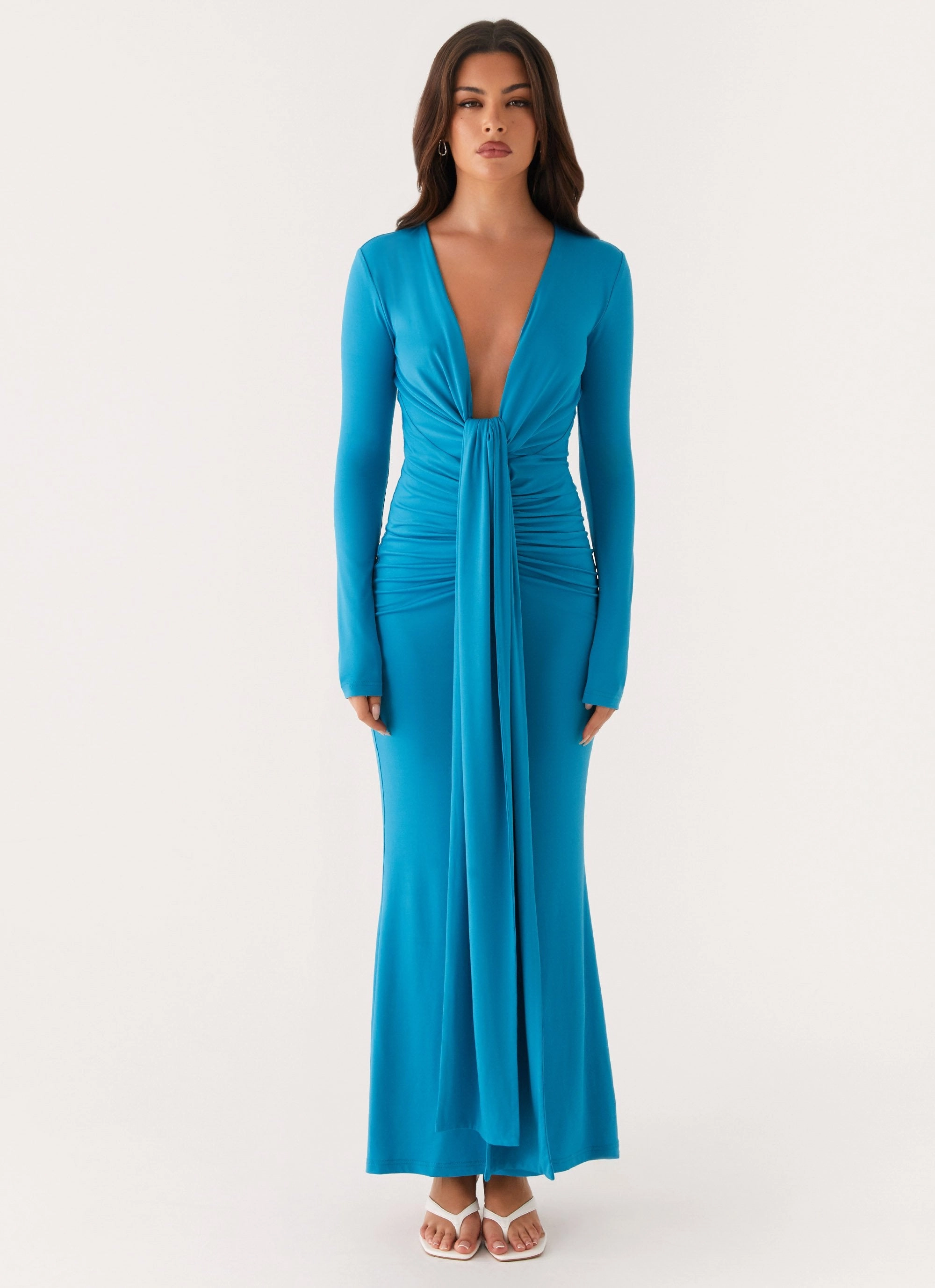 Miesha Long Sleeve Maxi Dress - Blue Sharp Mood