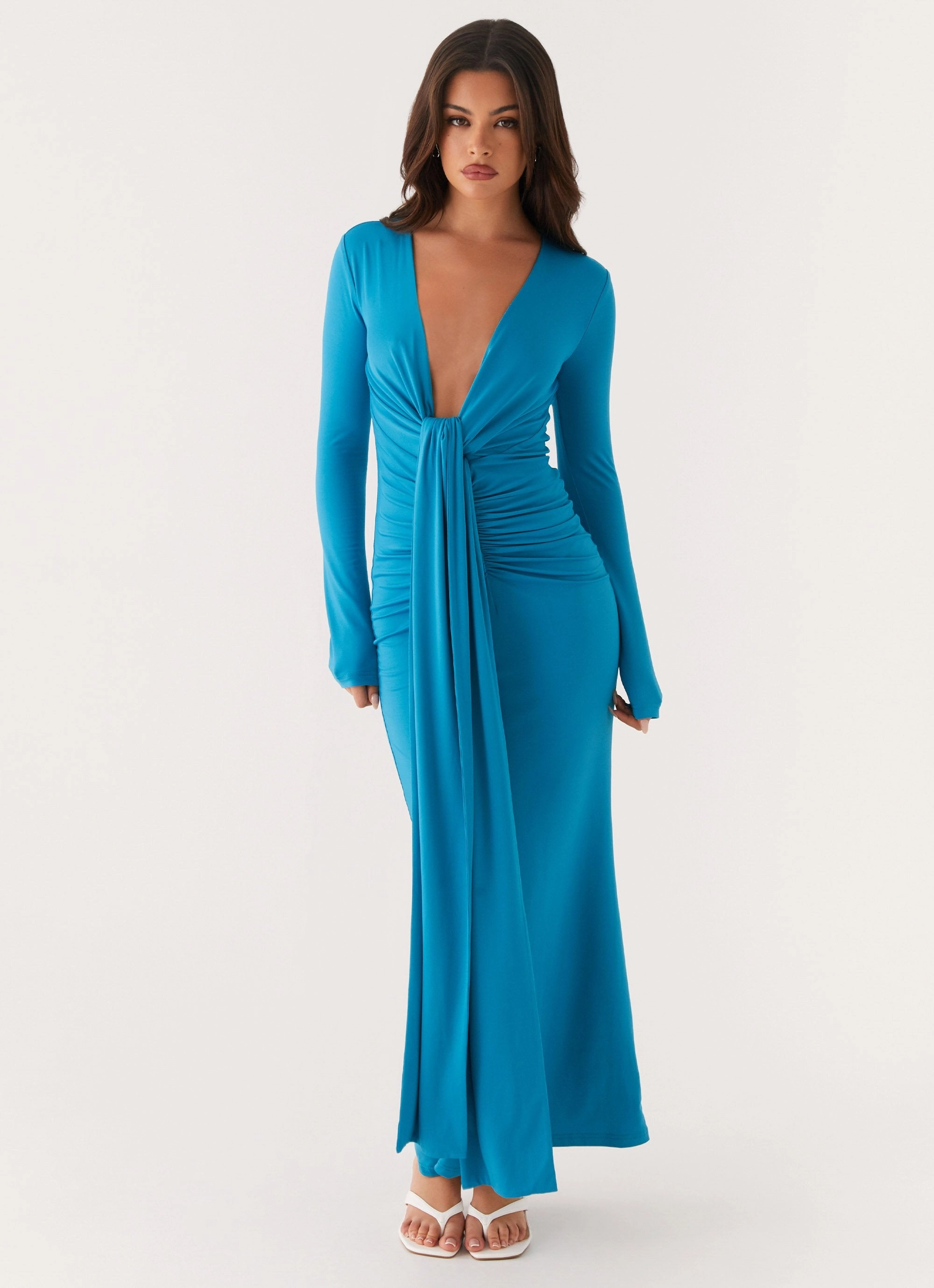 Charming Comfort Cozy Layers Miesha Long Sleeve Maxi Dress - Blue