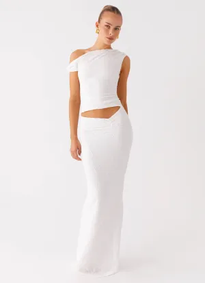 Chic beachwear dress Cotton Touch Galantis One Shoulder Maxi Dress - White