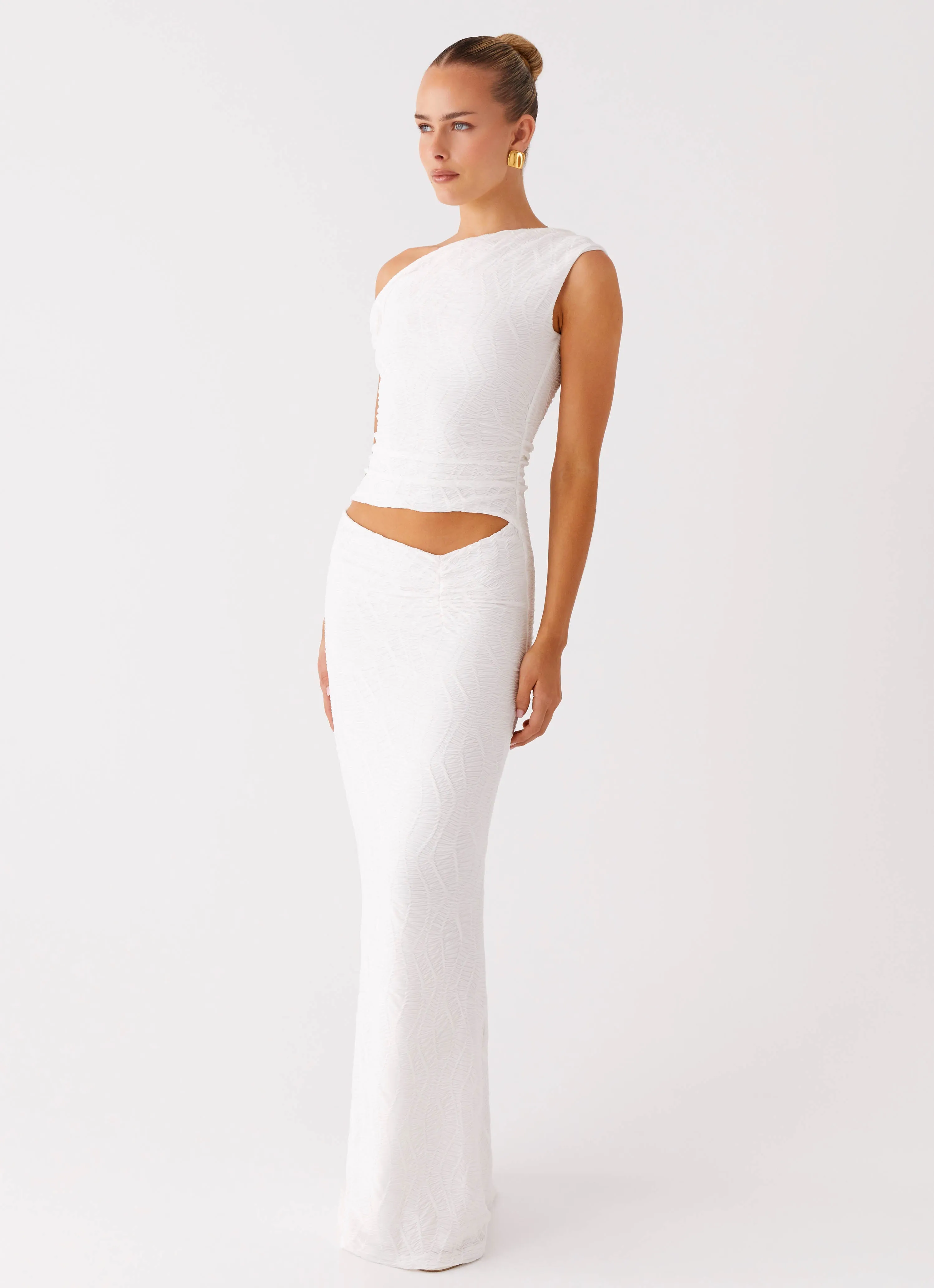 Light Bow Church Proper Galantis One Shoulder Maxi Dress - White