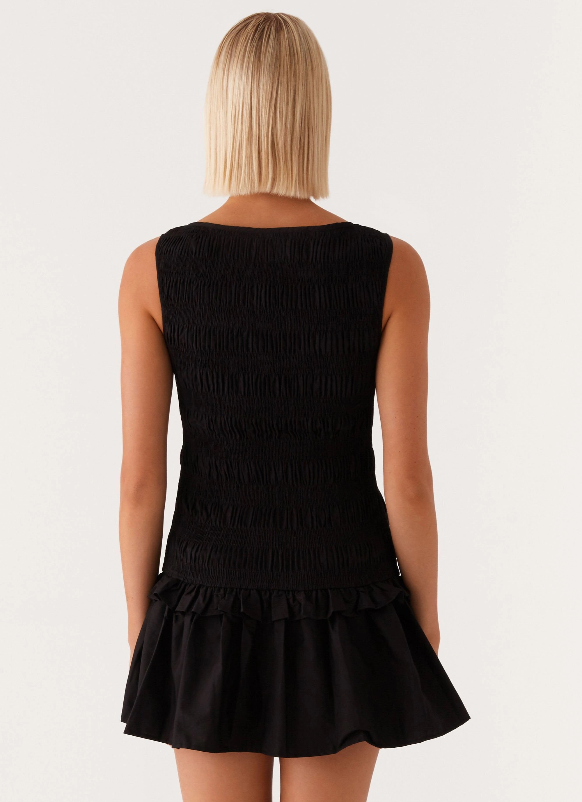 Garden Kisses Shirred Mini Dress - Black Classy Look