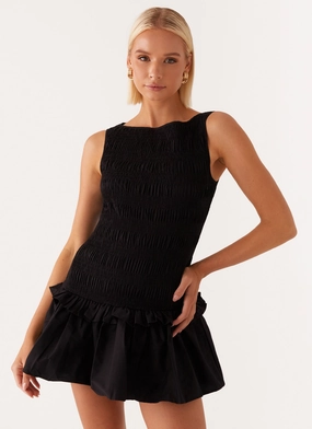 Active Moments Comfy Fit Wear Garden Kisses Shirred Mini Dress - Black