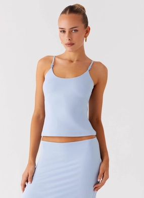 Summer Blouse Garrix Bead Cami Top - Baby Blue