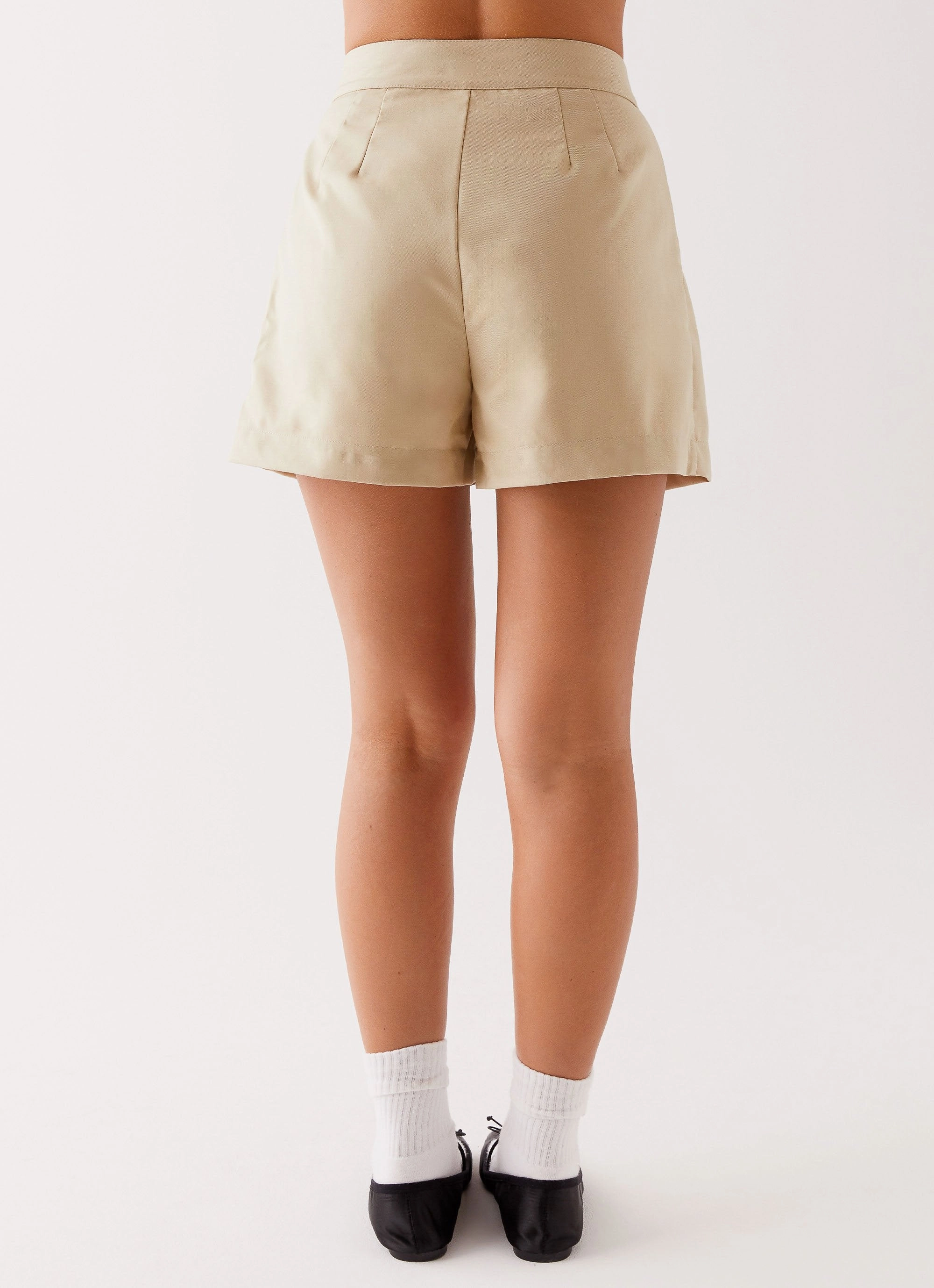 Siena Style Tailored Shorts - Beige Flattering Design Wear