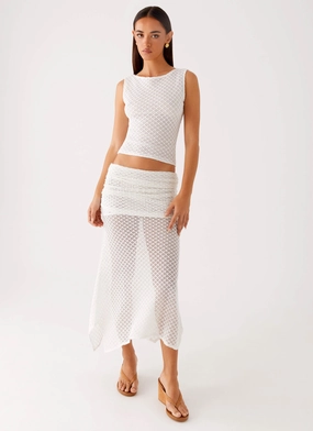 Genesis Midi Skirt - White Flared bottom