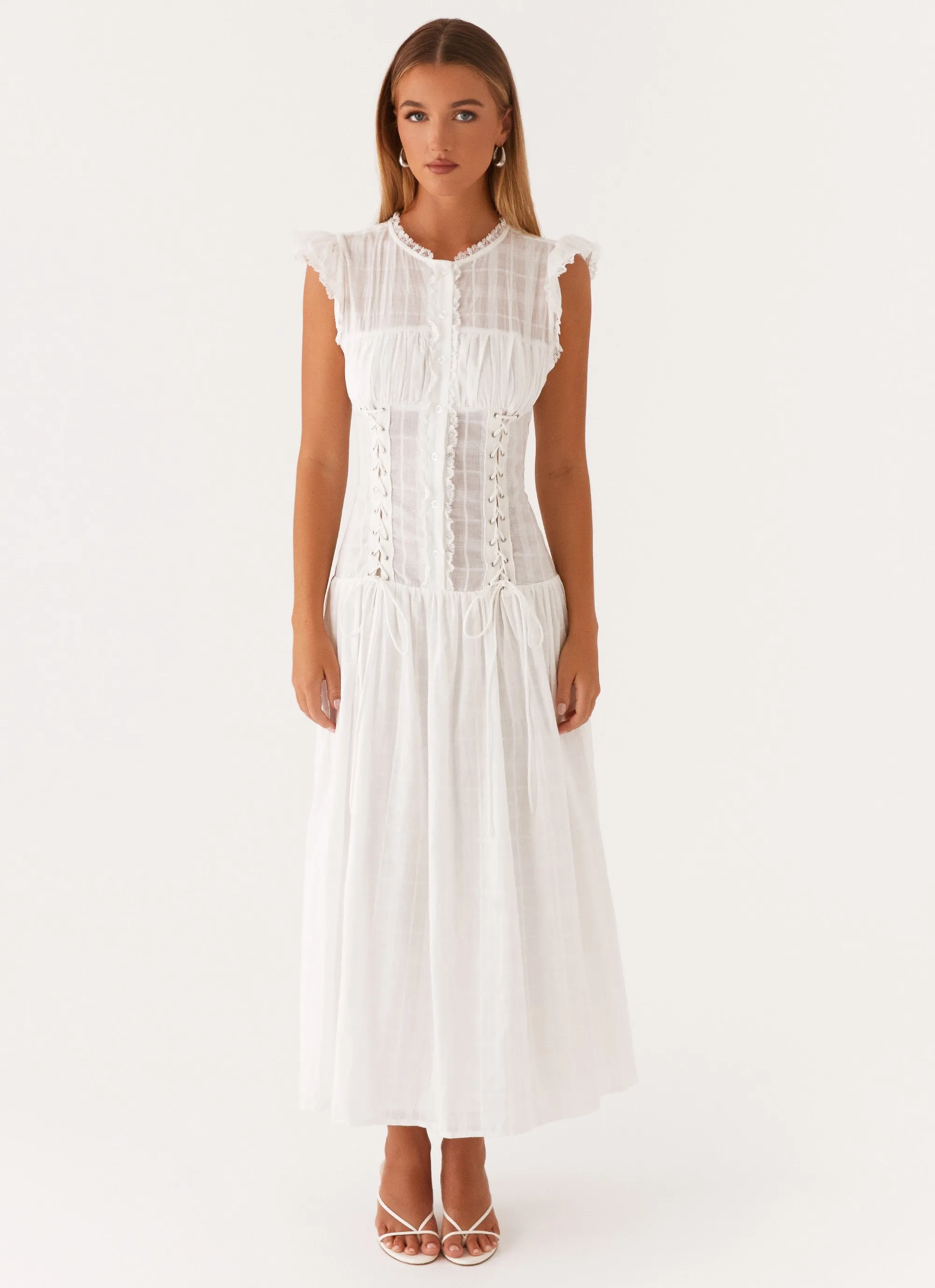 Genevieve Midi Dress - White Easy Elegance Everyday Look