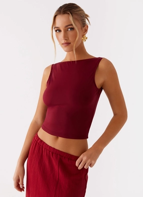 Blythe Top - Rhubard Airflow Weave Pattern WrinkleResistantFinish