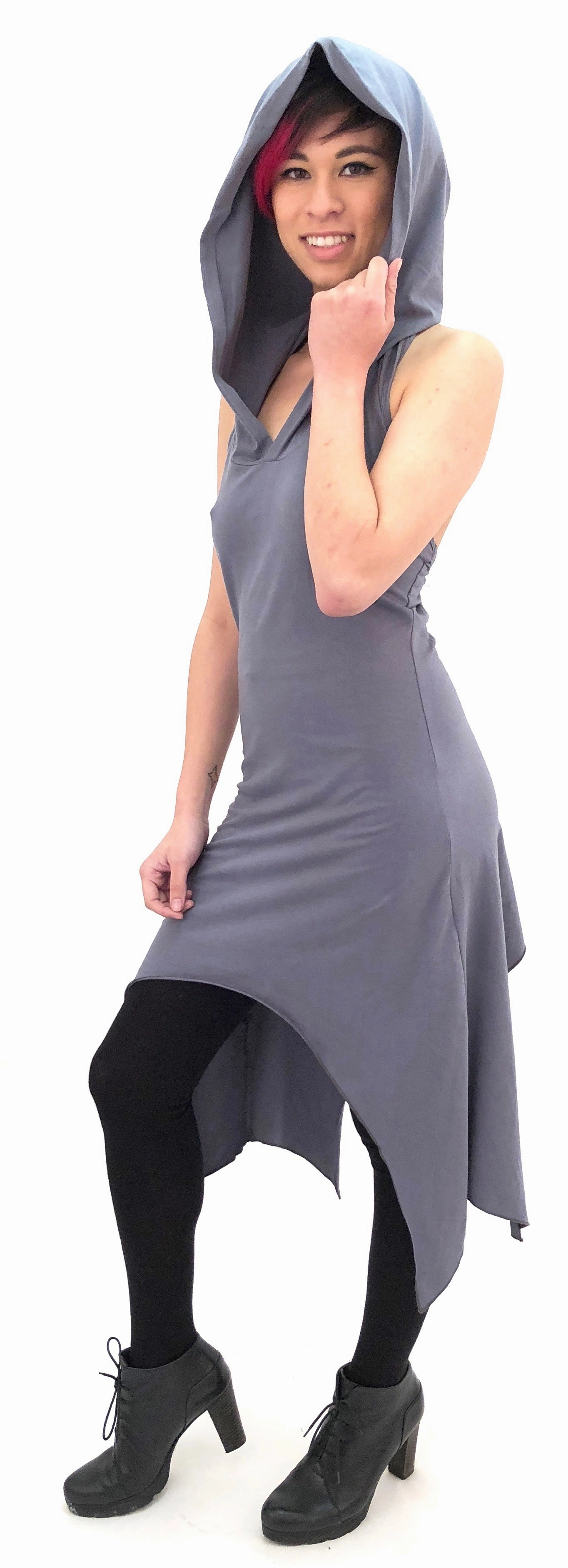 Anti Pill Surface Geo Hood Dress