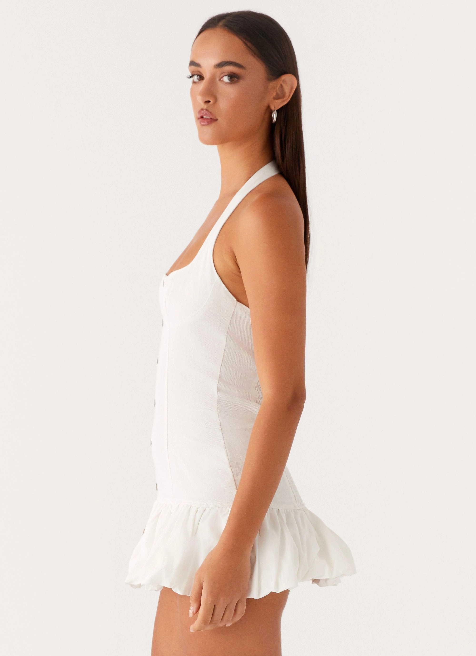 Quiet Sweet Georgina Denim Mini Dress - White