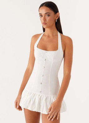 Fashionable outfit for outings Georgina Denim Mini Dress - White