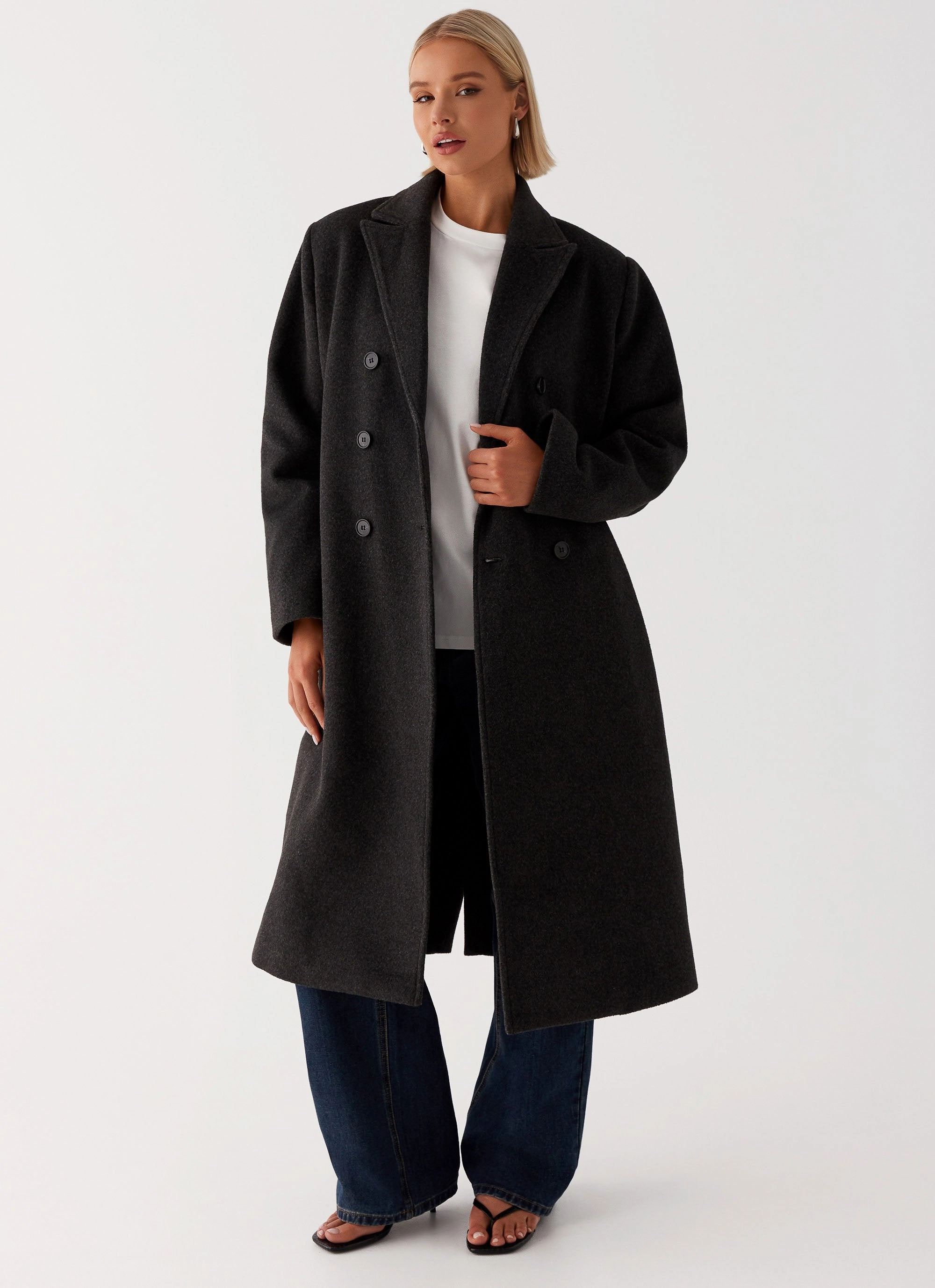 Gianni Double Breast Coat - Charcoal Timeless Fit Style