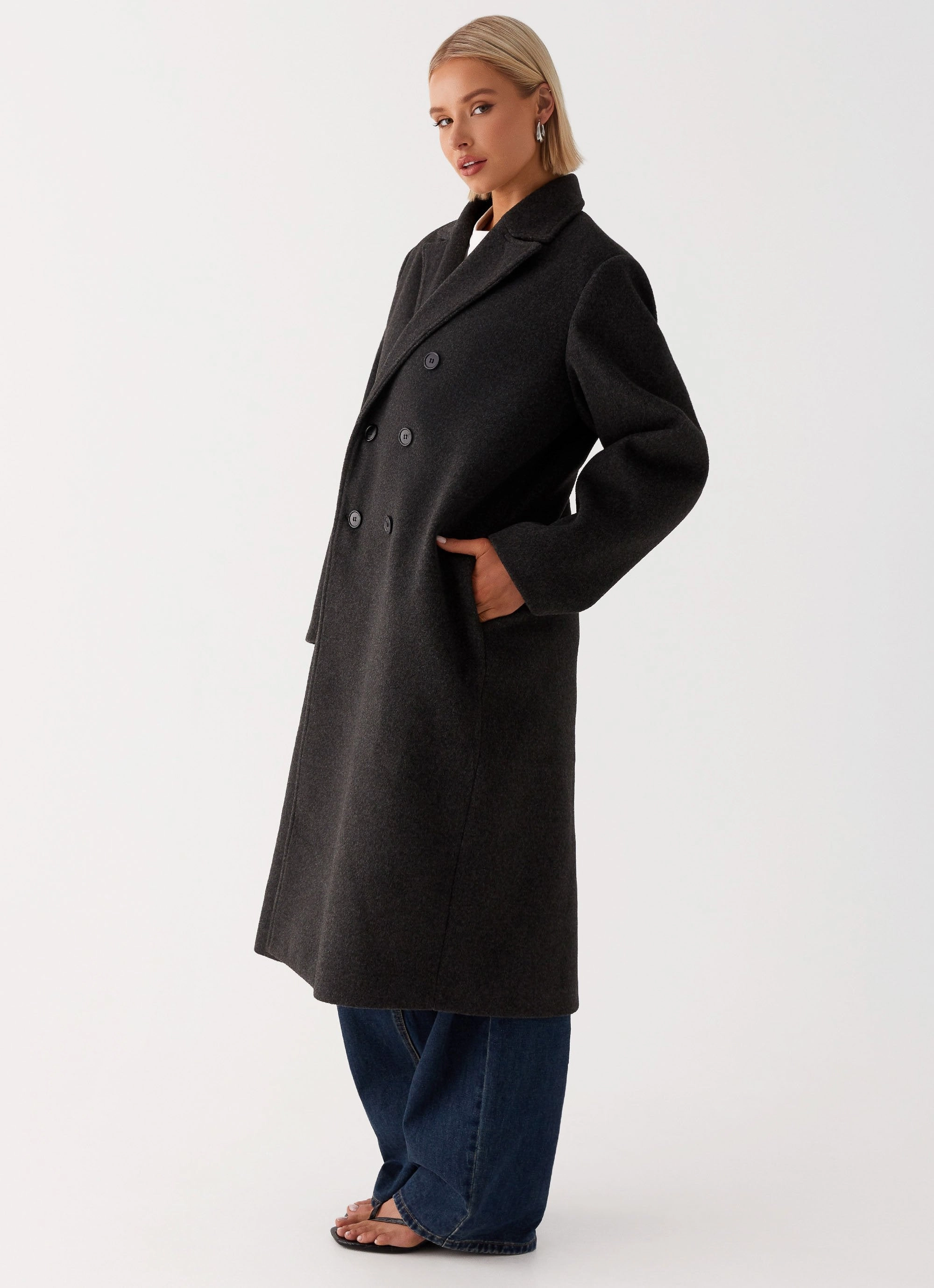 Mid Season Wear Gianni Double Breast Coat - Charcoal