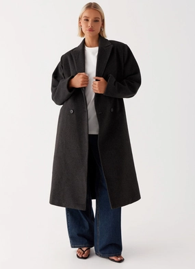 Recycled materials Gianni Double Breast Coat - Charcoal