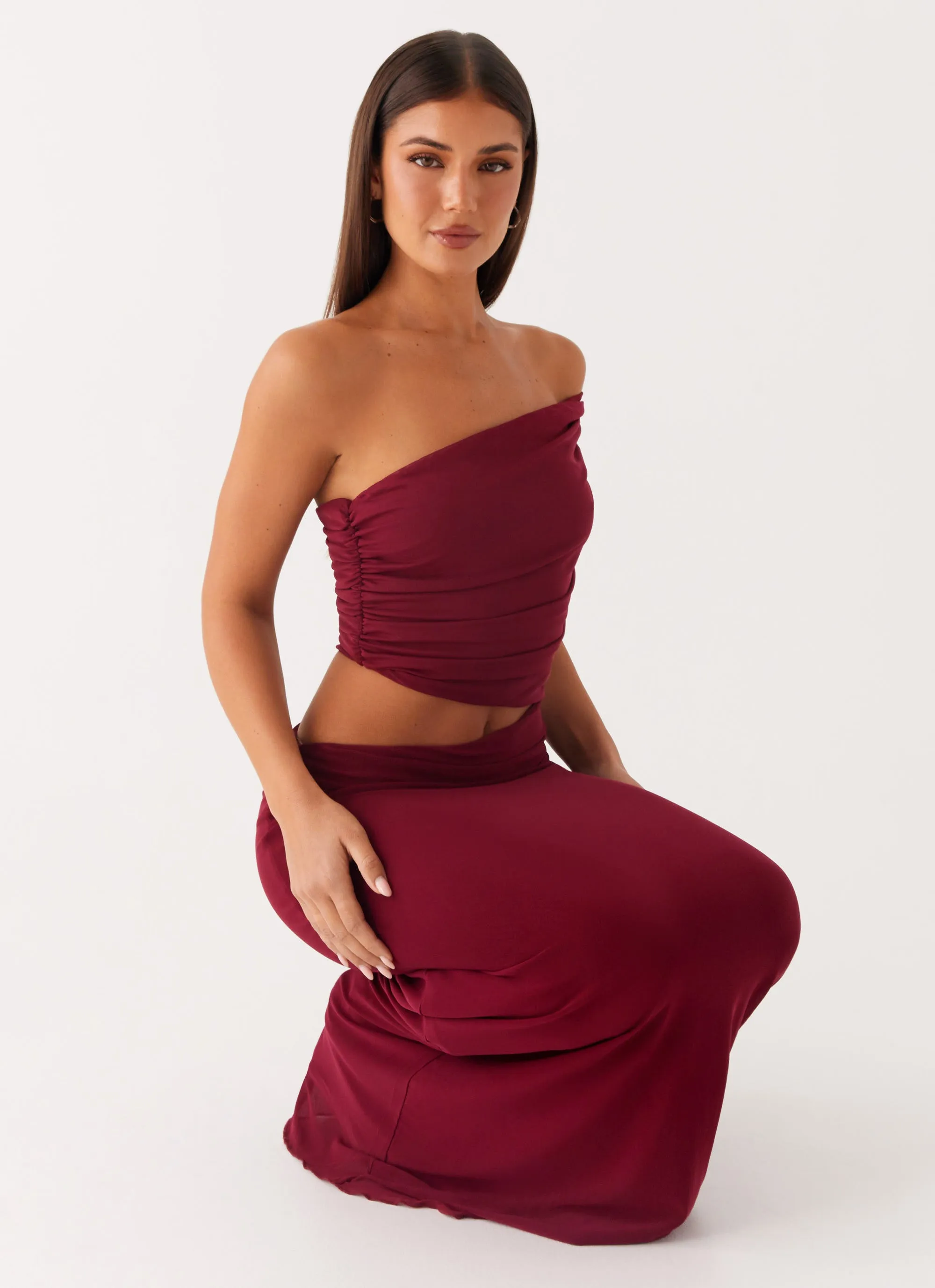 breathable fabric dress Gillian Maxi Dress - Maroon