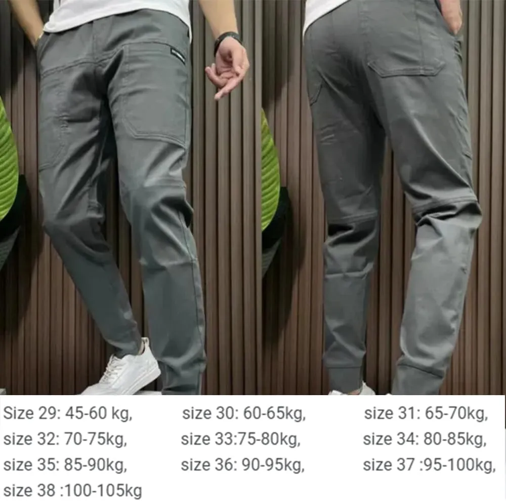 Gincci Men's Stretch Multi-Pocket Skinny Cargo Pants,Men's Casual Pencil Pants， Lightweight Travel Pants