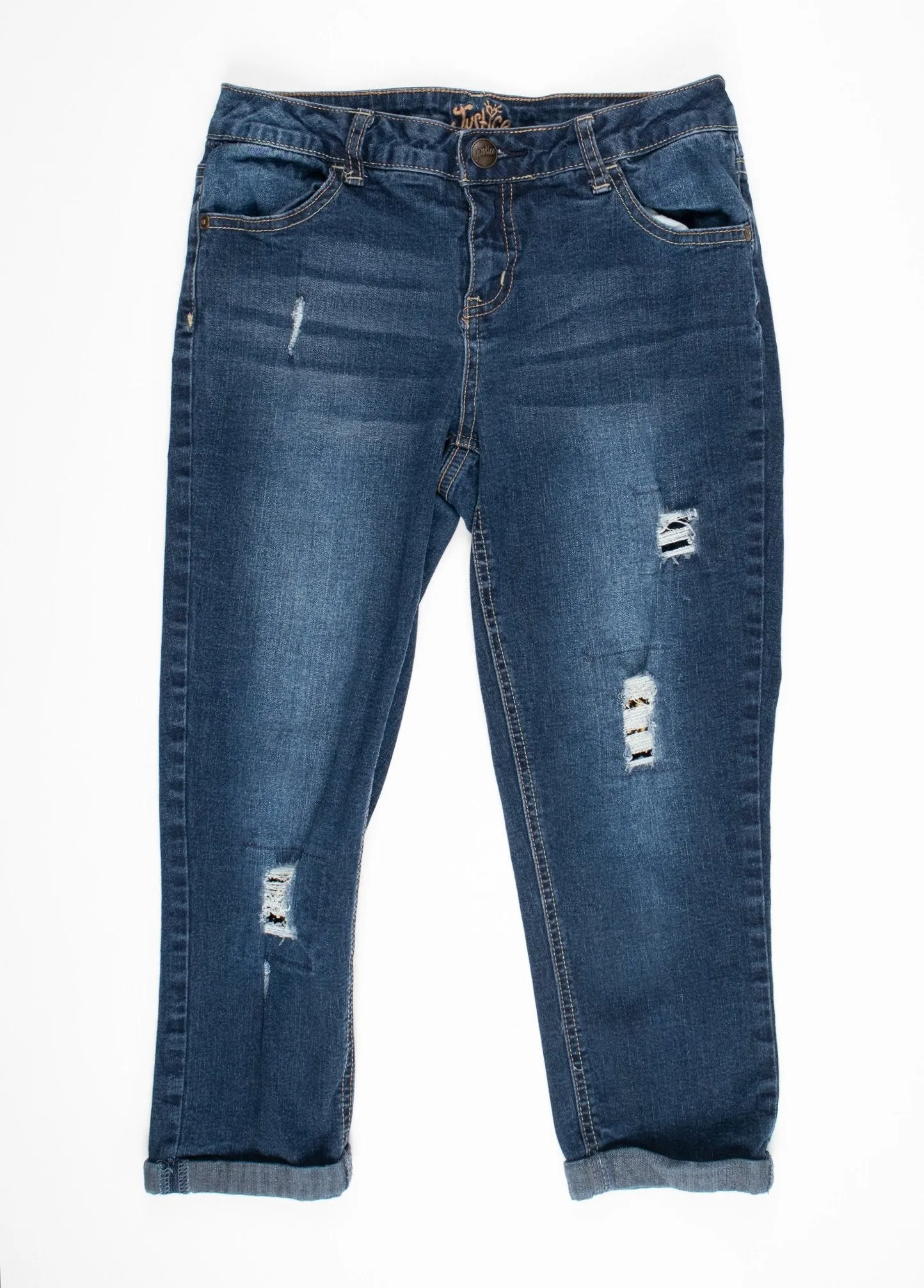 GIRL SIZE 14 YEARS - JUSTICE JEANS, Rolled Capri Jeans EUC B51