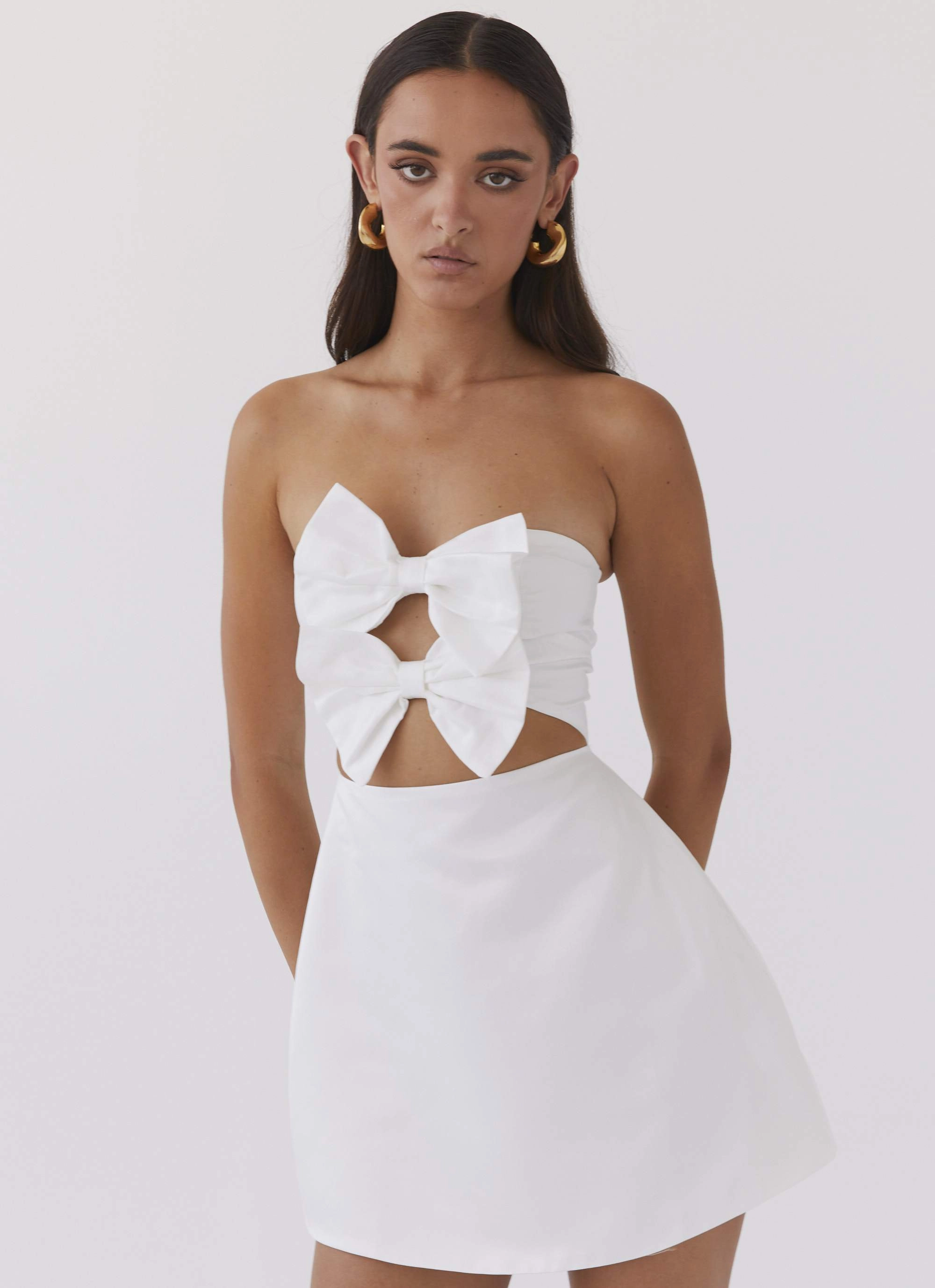 Girl Crush Bow Mini Dress - White Timeless Design Chic and Stylish