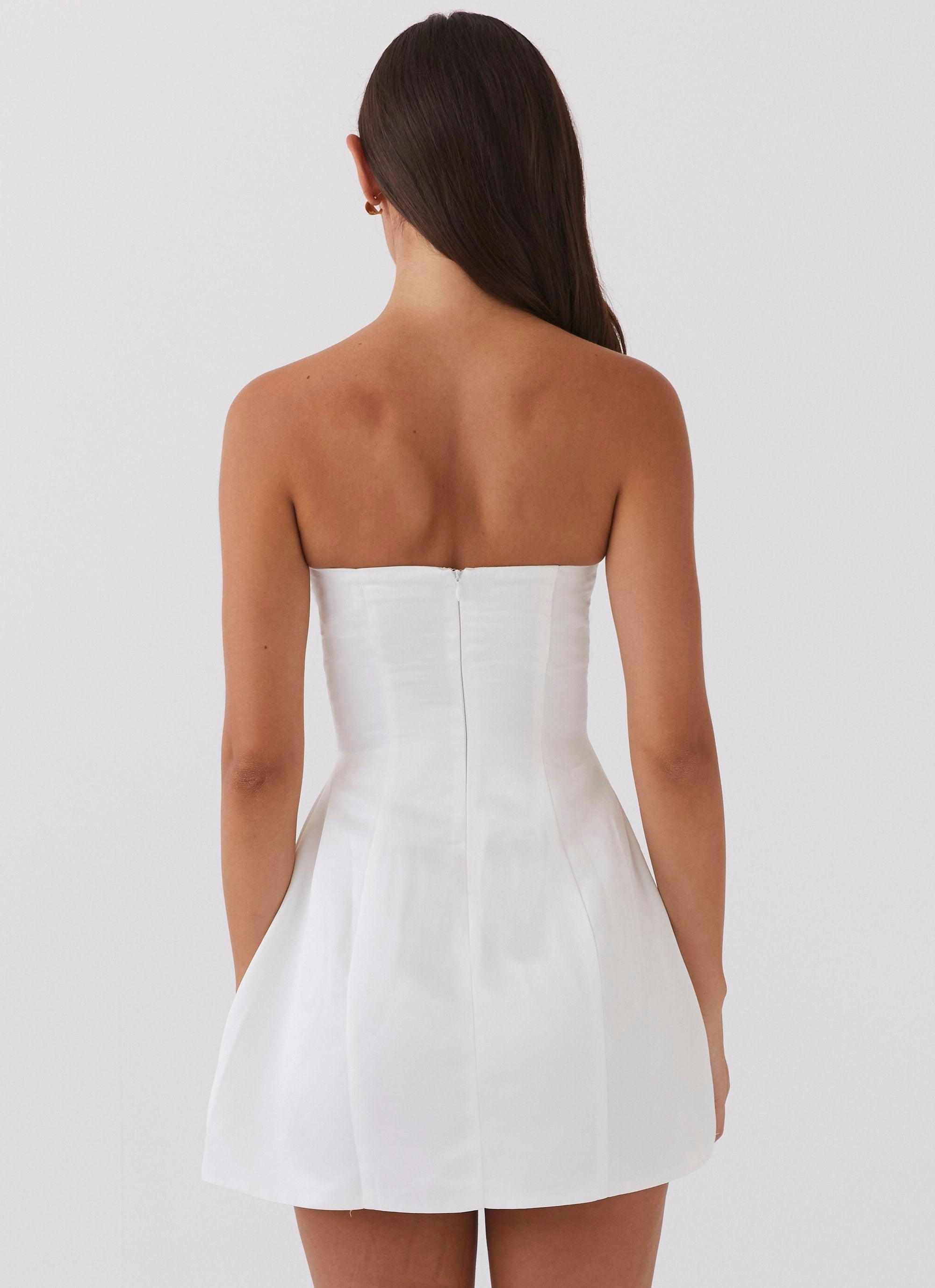 All-Day Wear Cozy Style Girl Crush Bow Mini Dress - White