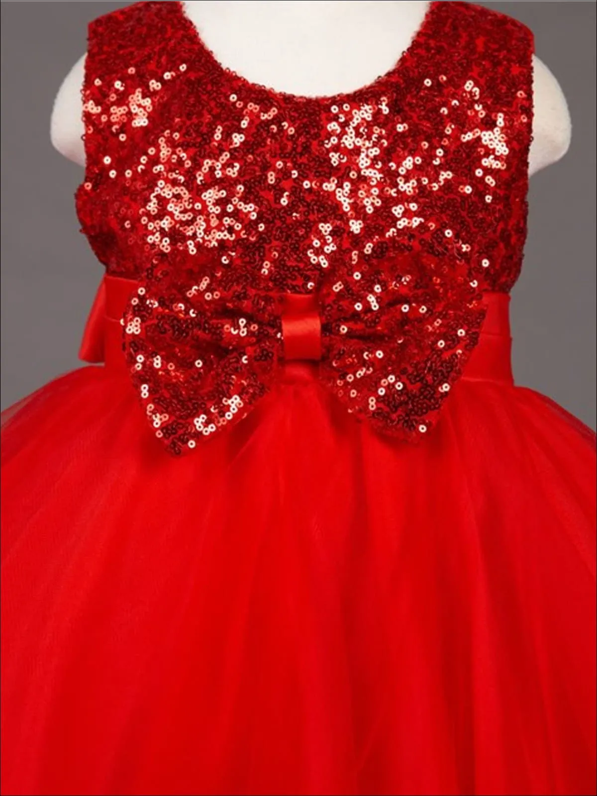 Girls Glitter and Tulle Princess Holiday Dress With Scalloped Hem