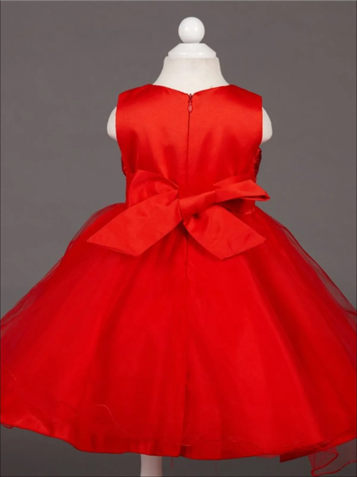 Girls Glitter and Tulle Princess Holiday Dress With Scalloped Hem