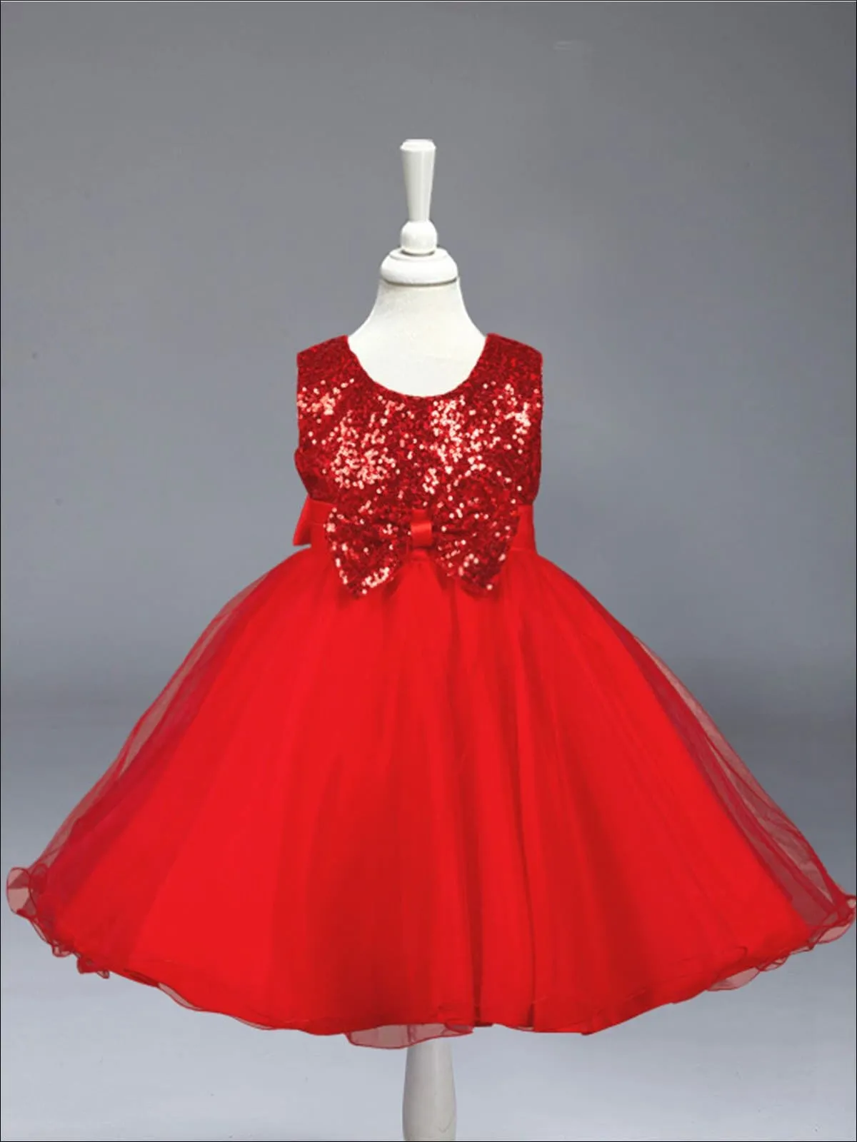 Girls Glitter and Tulle Princess Holiday Dress With Scalloped Hem