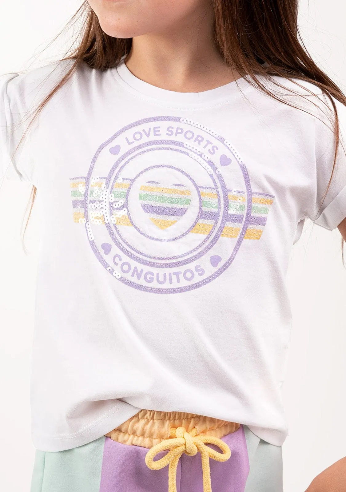 Girl's Love Sports Sequins T-shirt