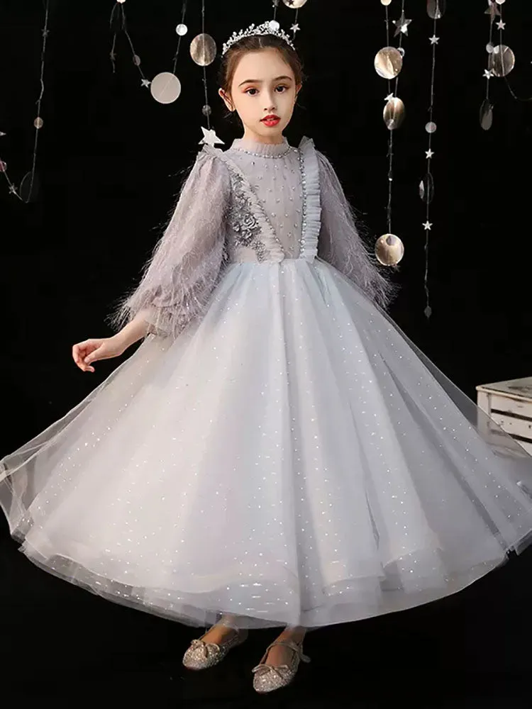 Girls Princess Dress Performance Costume Autumn/Winter Banquet Gown Princess Dress