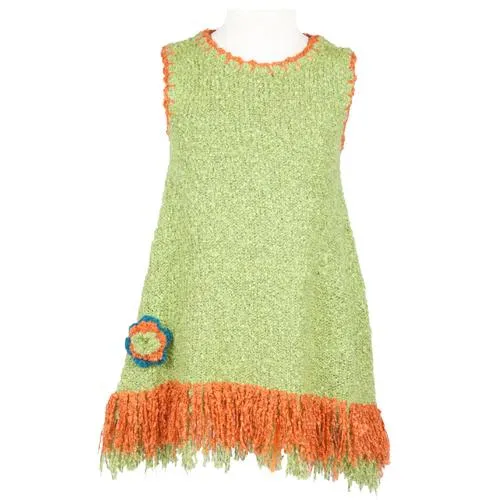 Girls' Sleeveless Dress with Fringes