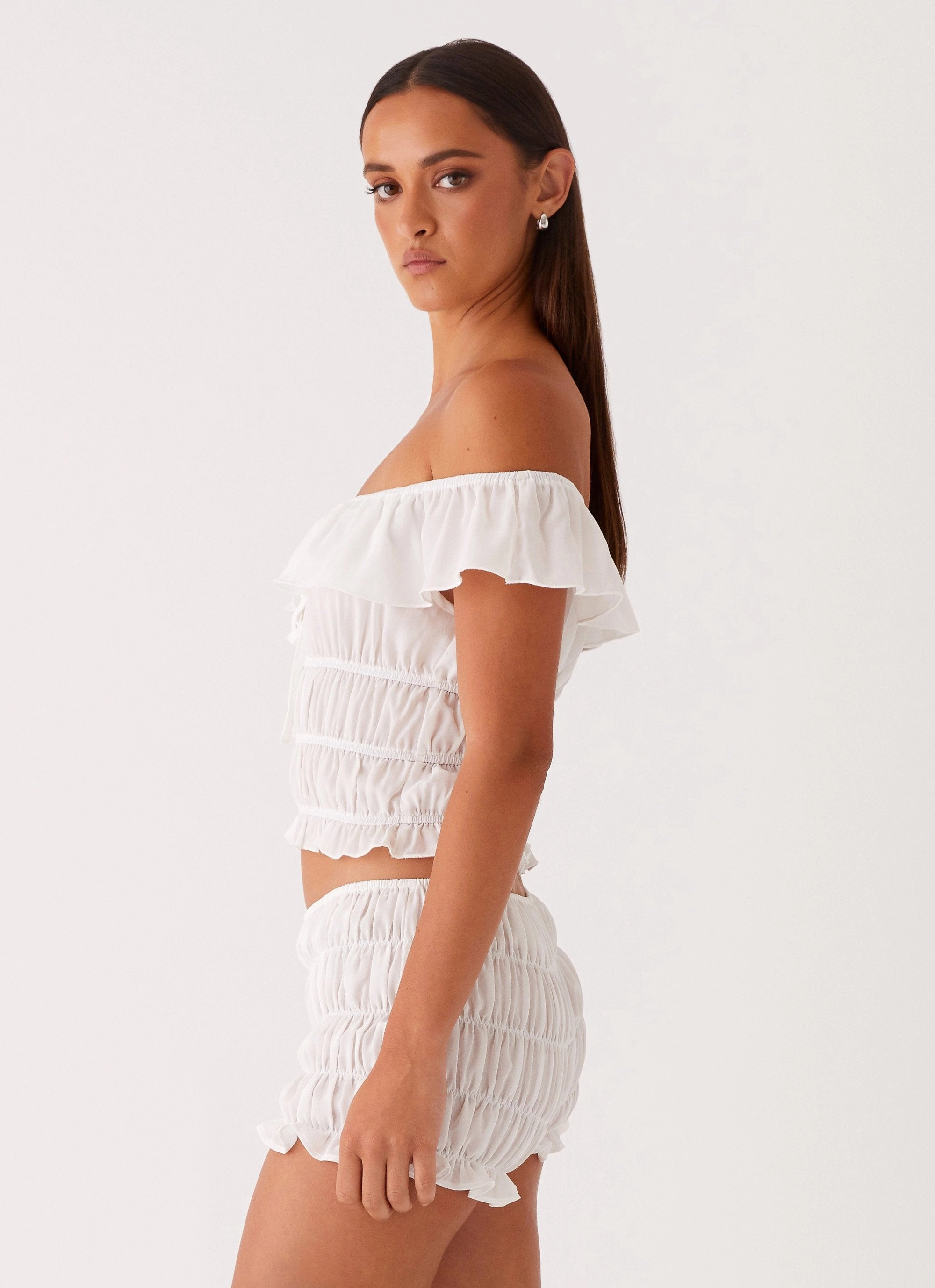 Cozy Sweater Girls Like Us Ruched Top - White