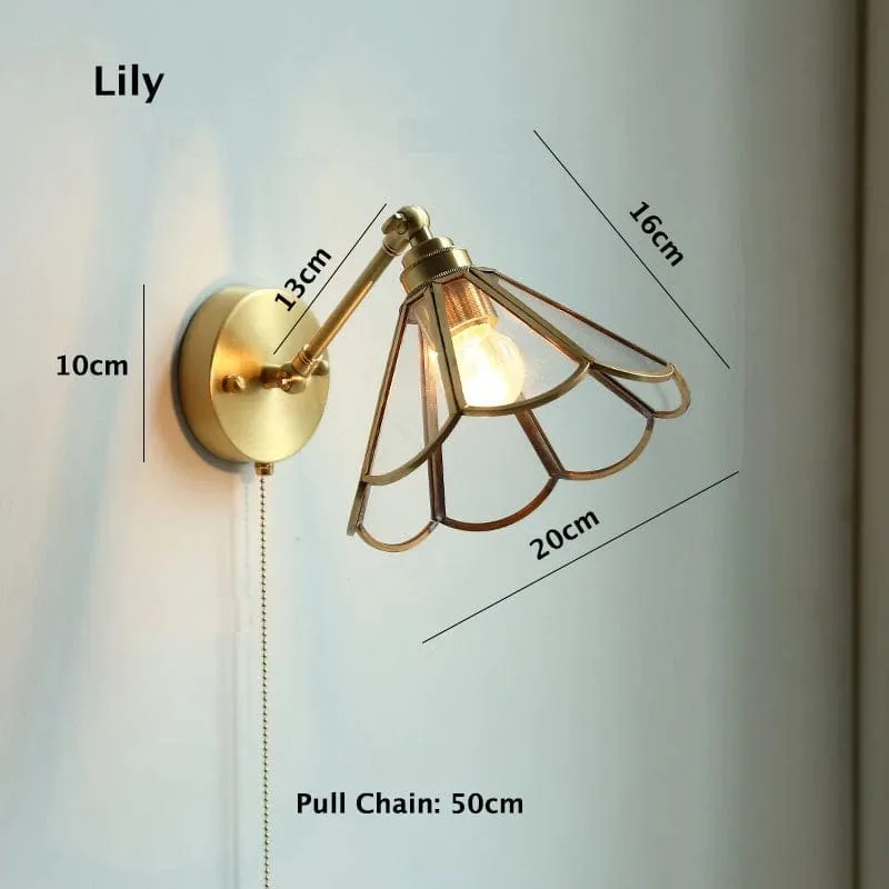 Glass Flower Wall Light in Vintage Style - Bulb Included