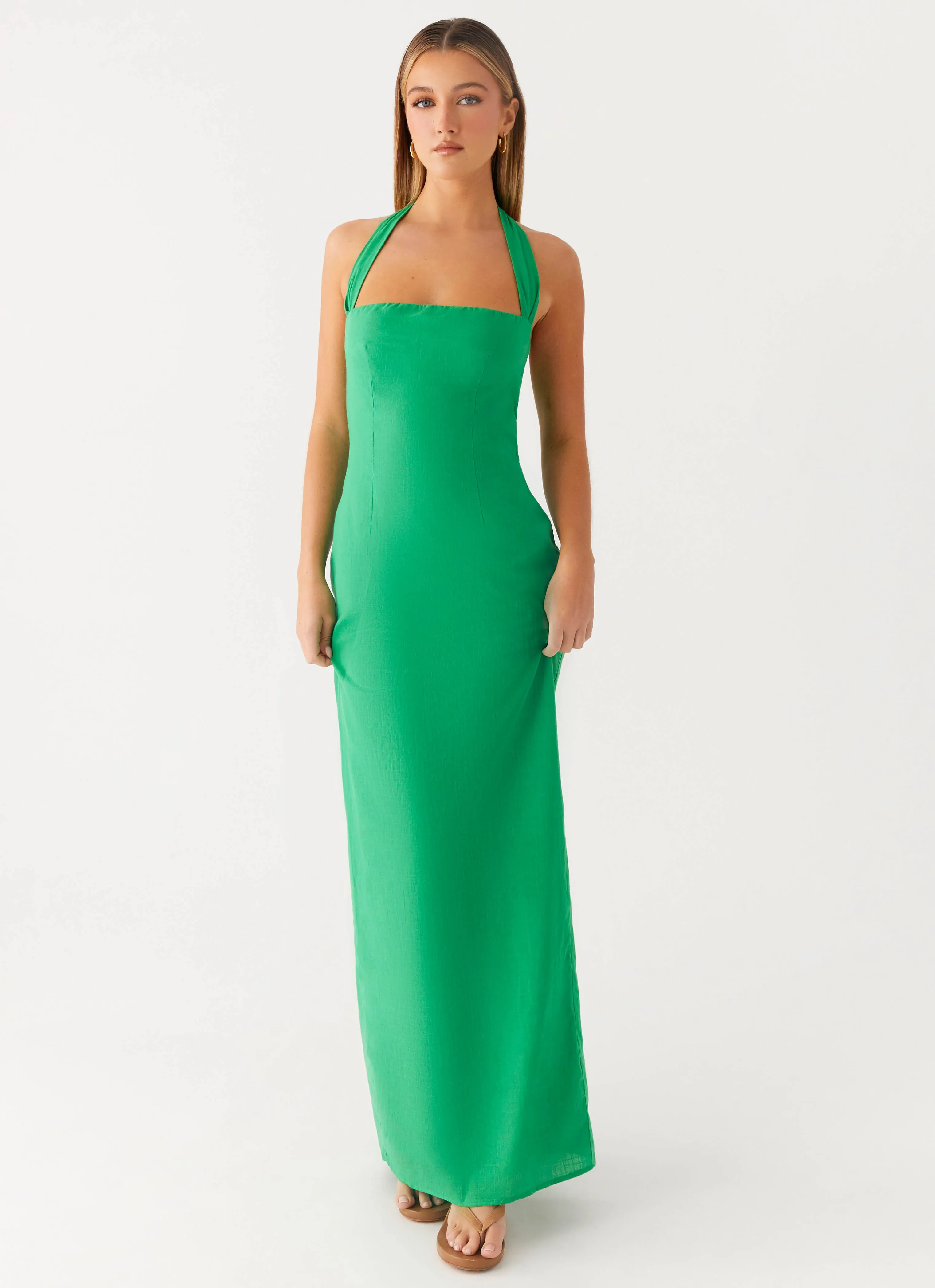 Light Sheen Gloss Finish Allyse Maxi Dress - Cactus