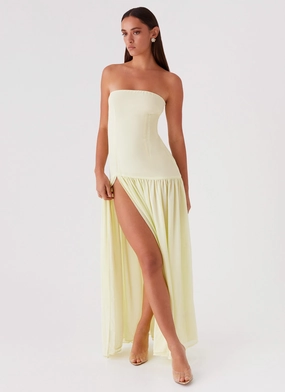 Timeless Style Wear Calm Beauty Eden Strapless Maxi Dress - Yellow