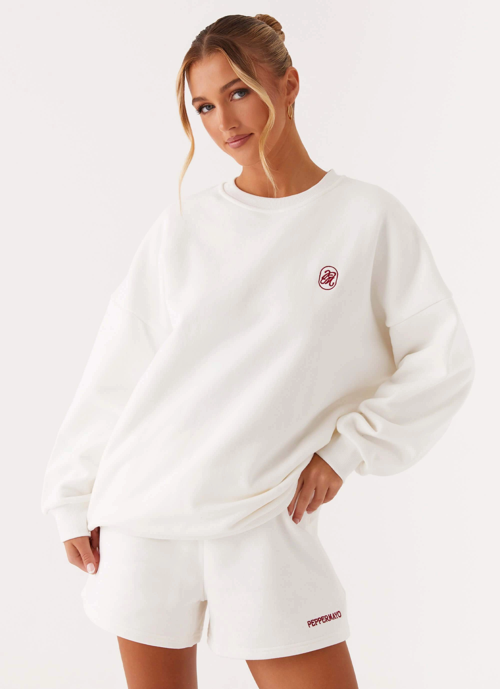 Signature Oversized Sweatshirt - Ivory Rainy Day Taped Seam Construction