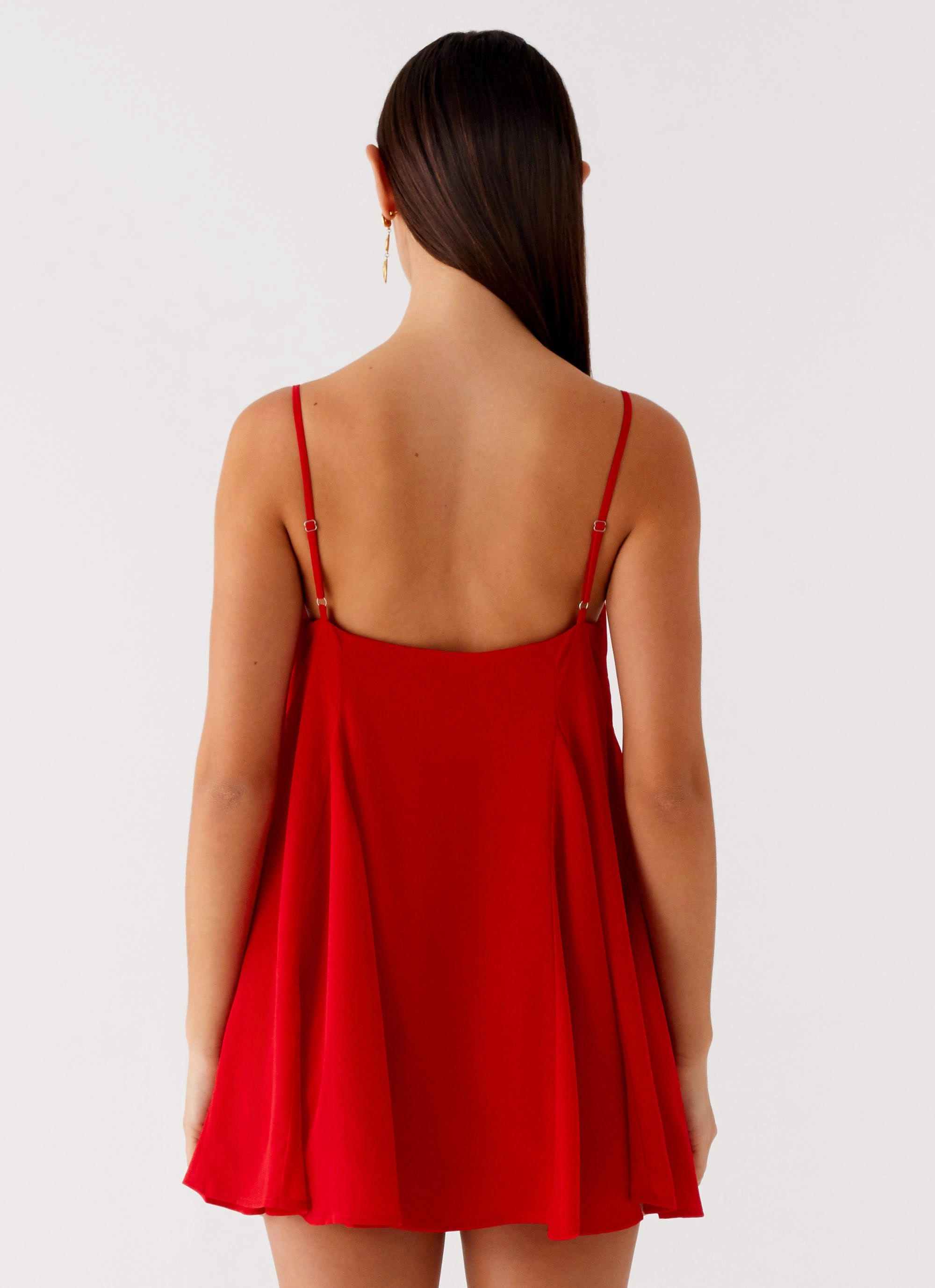 Layering-Piece Layered Movement Godets Hem Mini Dress - Red