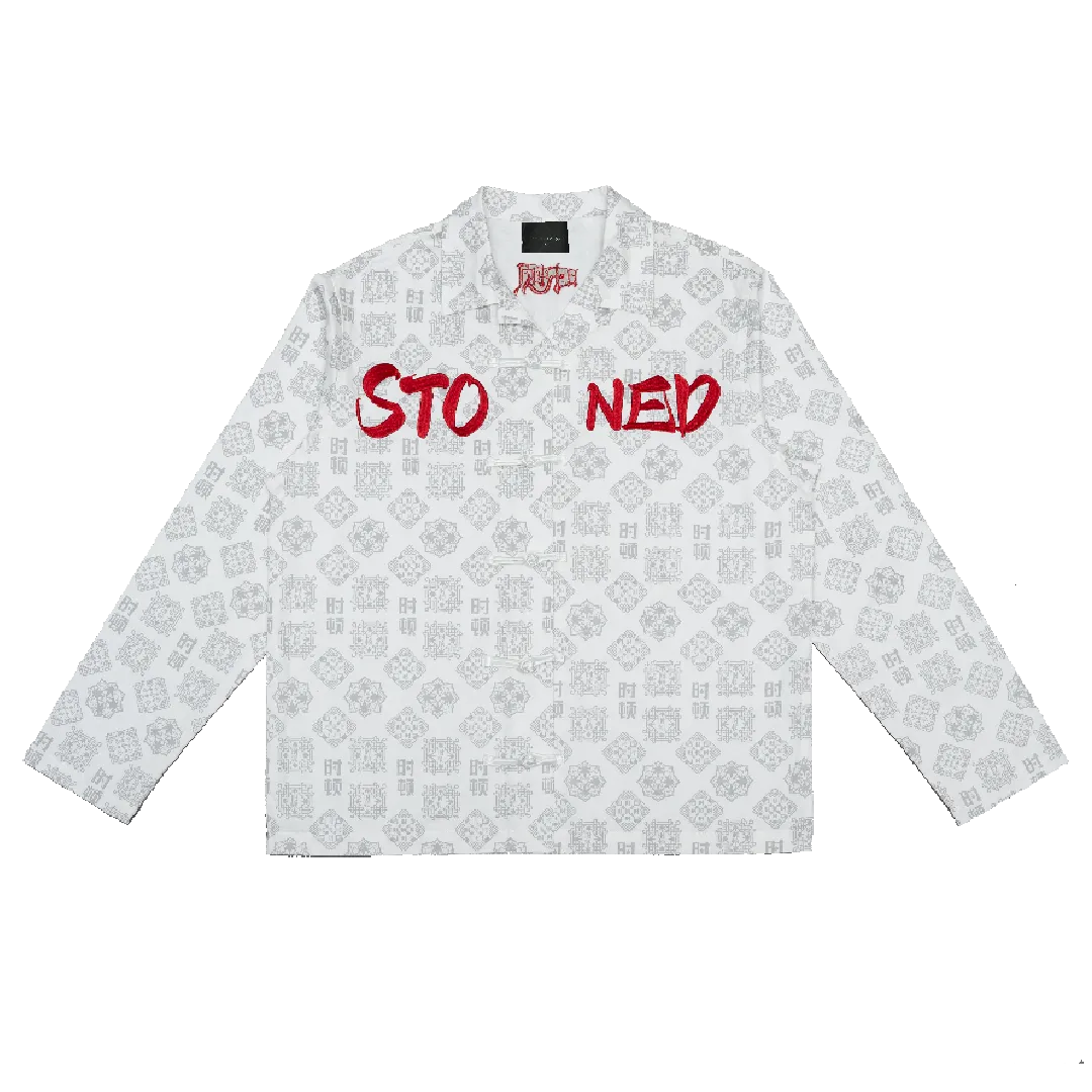 Golden Jade : Monogram Tang Suit Shirt White