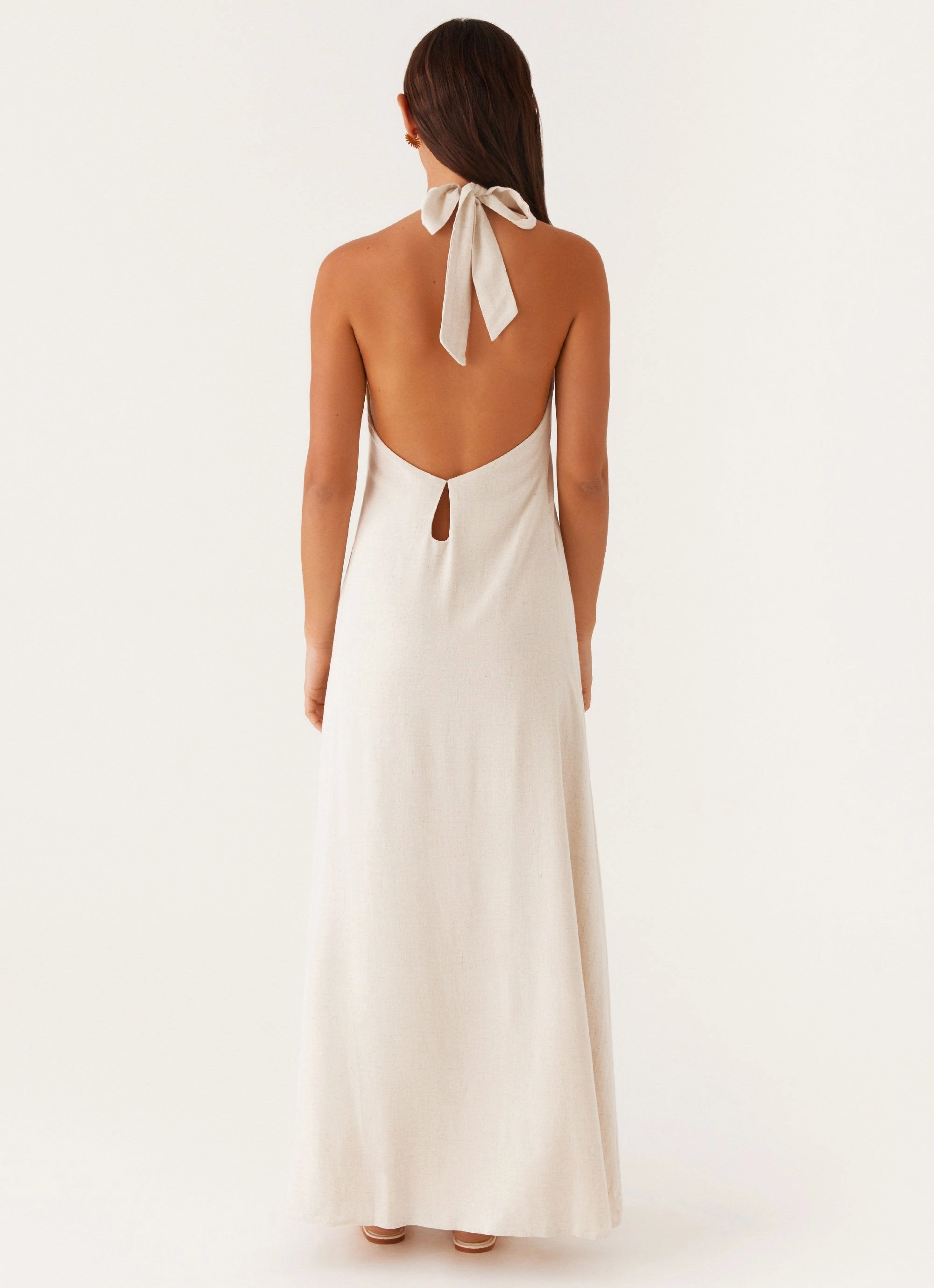Fair-Trade City Bright Golden Child Linen Maxi Dress - Oatmeal