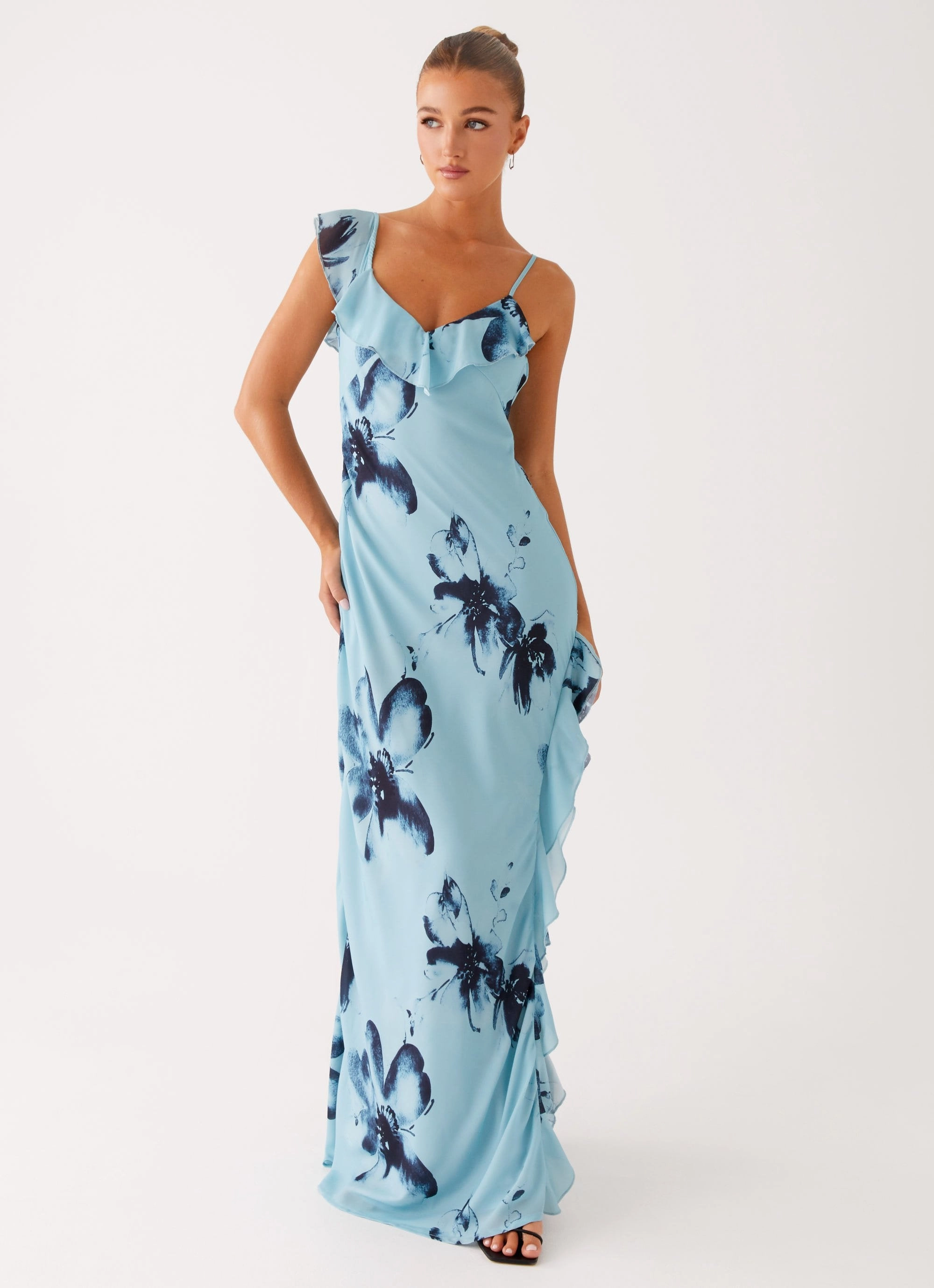 Goldsmith Maxi Dress - Blue Black Floral Visual Balance