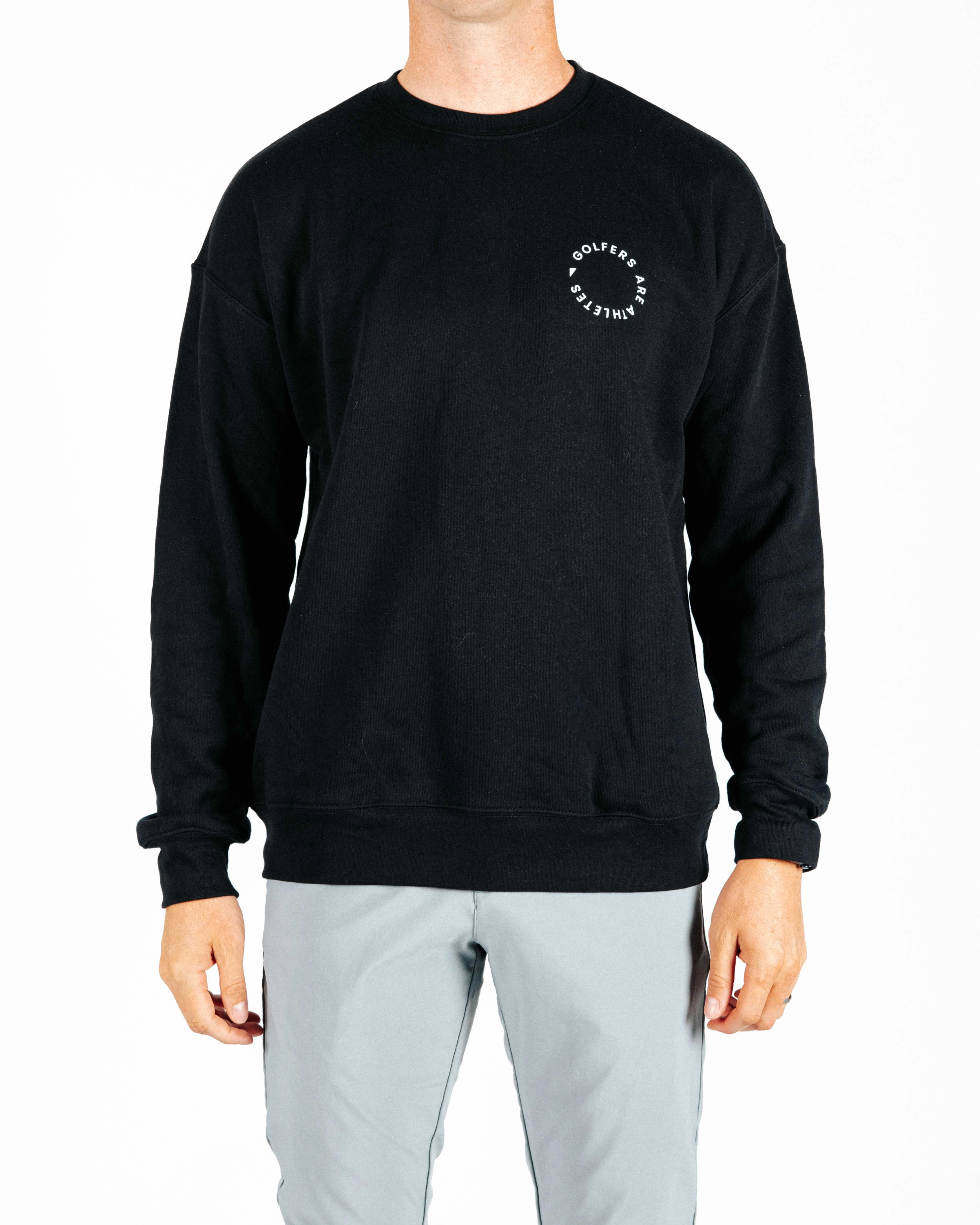 Golfers Are Athletes - Black Crew Neck Non Closure Collar ReinforcedStitching