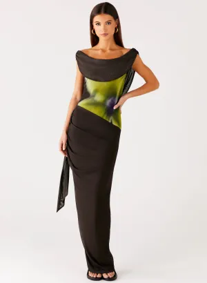 Good Fortune Maxi Dress - Lime Flower Easy Pairing