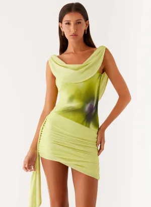 Light Rhythm Good Fortune Mini Dress - Lime