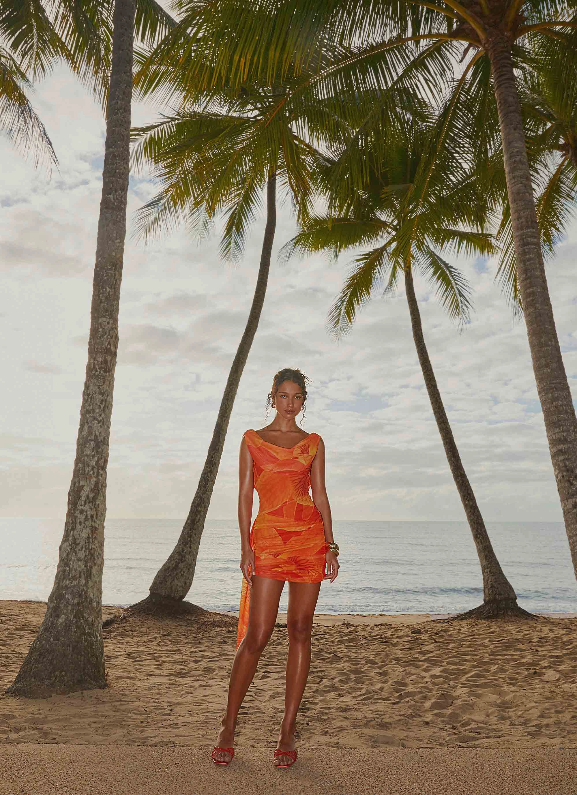 Chilly Weather Comfort PlushLining Good Fortune Mini Dress - Serene Orange
