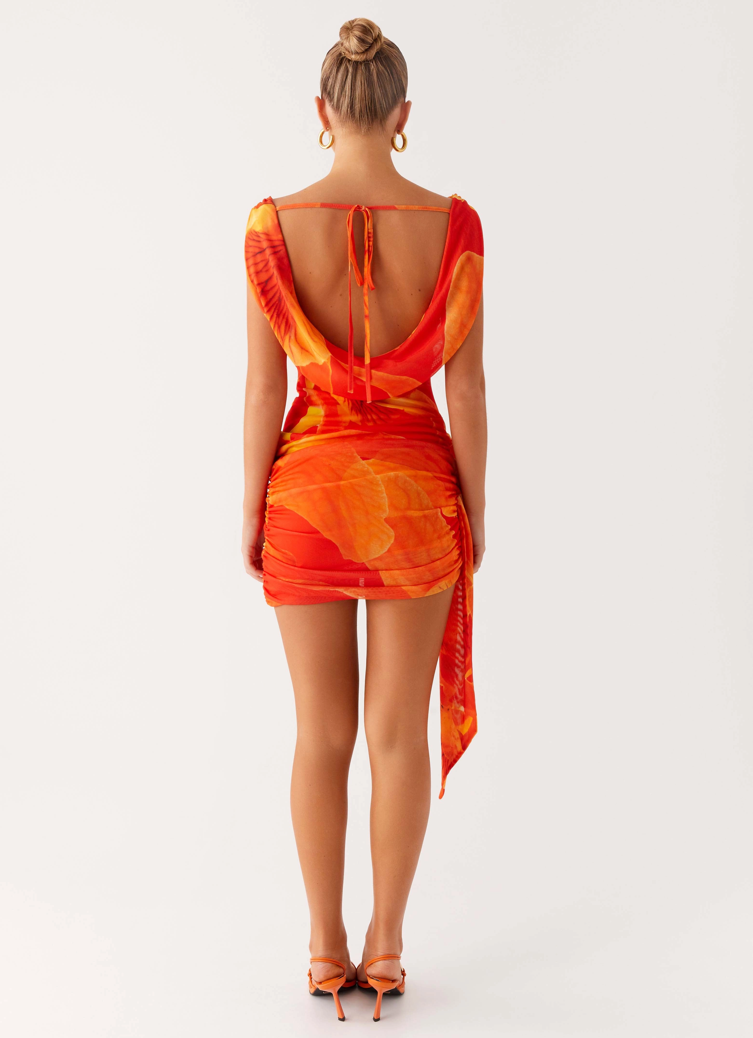 Good Fortune Mini Dress - Serene Orange Silky Form