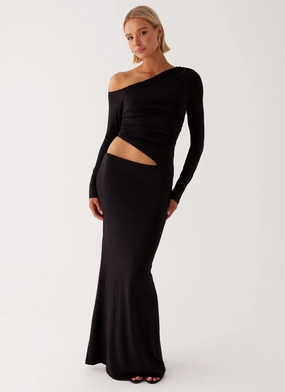 Stylish Mood Sleek Motion Good Vibrations Maxi Dress - Black