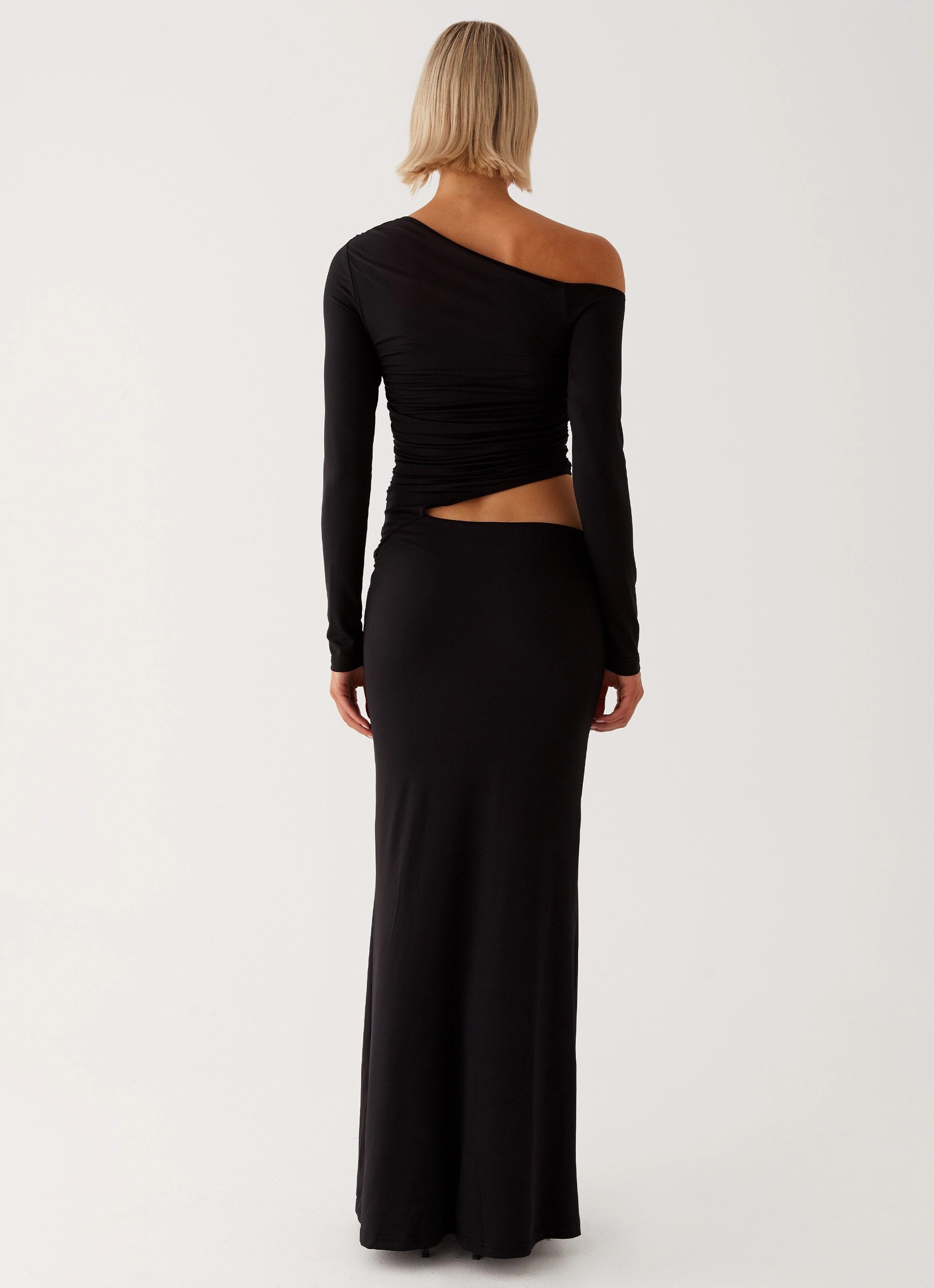 Good Vibrations Maxi Dress - Black Drawstring-Closure