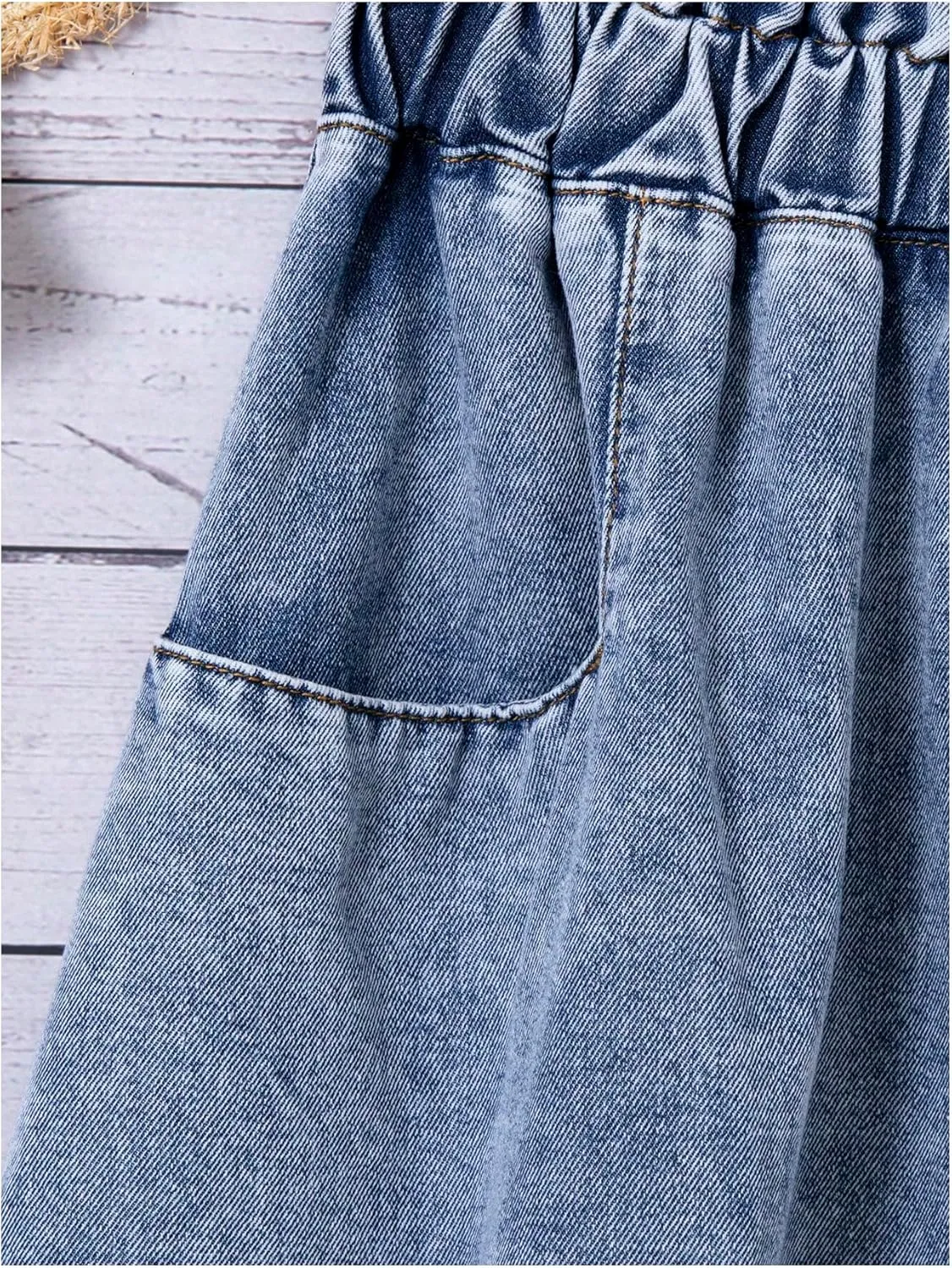 GORGLITTER Girl's Midi Denim Skirt Button Front Jean Skirts Summer Beach Slant Pocket Flowy Skirts 2025