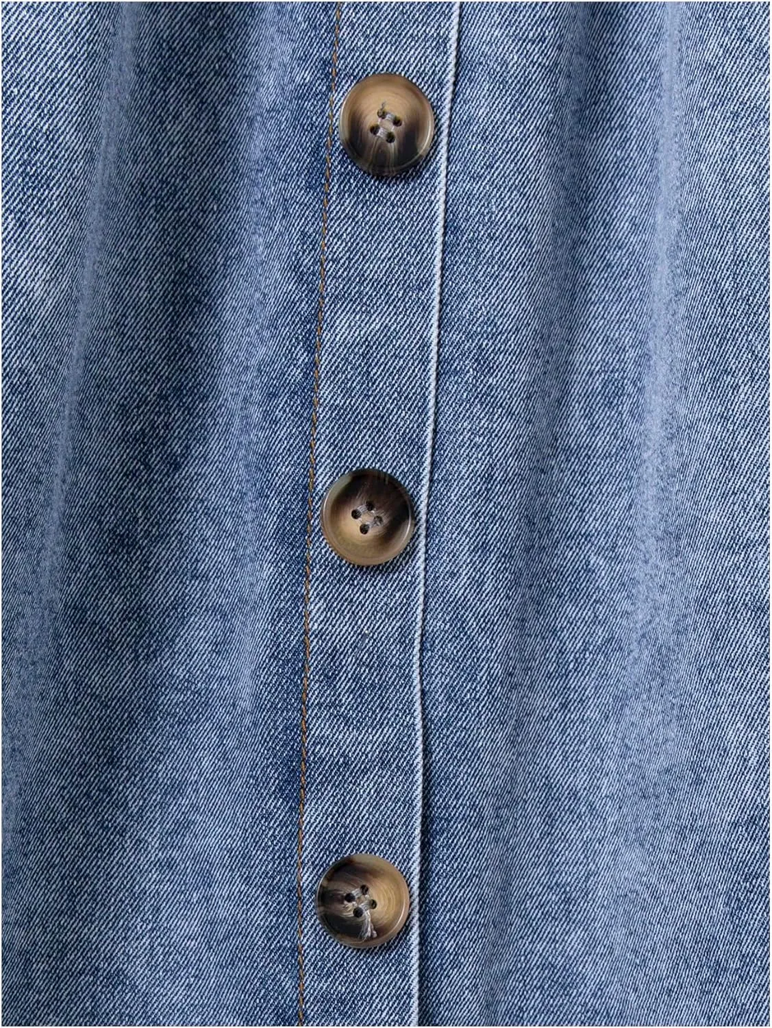 GORGLITTER Girl's Midi Denim Skirt Button Front Jean Skirts Summer Beach Slant Pocket Flowy Skirts 2025