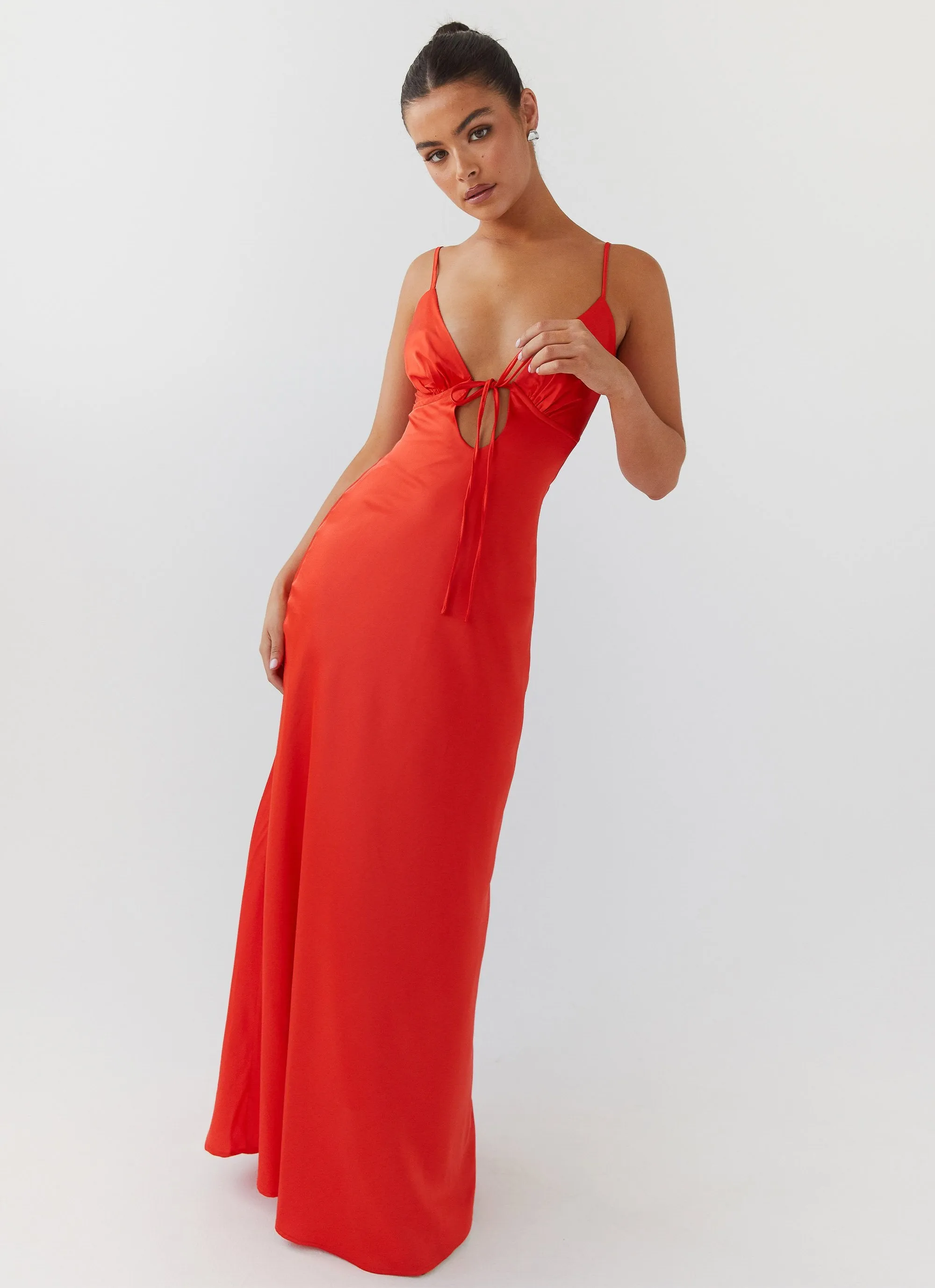 Dreamy Motion Versatile party outfit Flora Satin Maxi Dress - Citrus