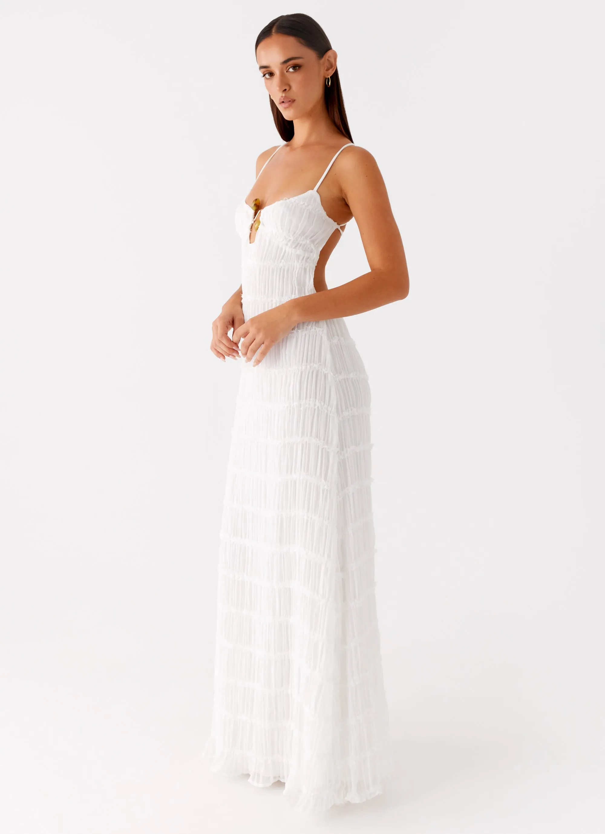 Luxurious Texture Machine-washable Darwin Maxi Dress - White